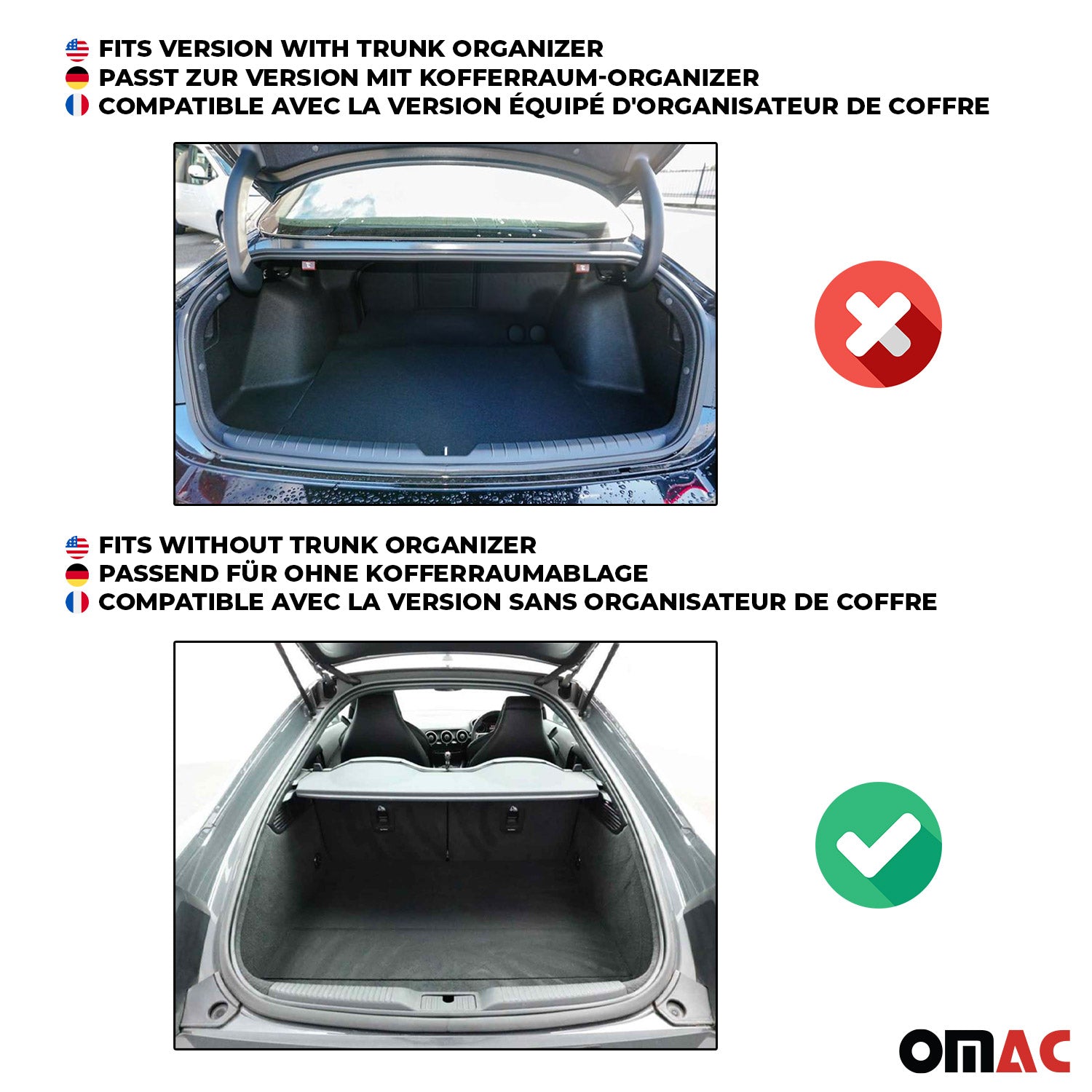 Tapis de coffre pour Kia Ceed I HB 2006-12 sans organisateur de coffre TPE Noir