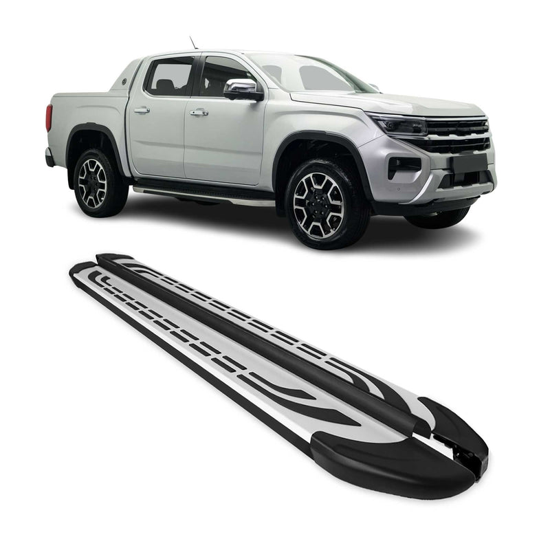 Marchepieds Latéraux Pédale pour VW Amarok Double Cab 2022-2024 Alu Noir Argenté