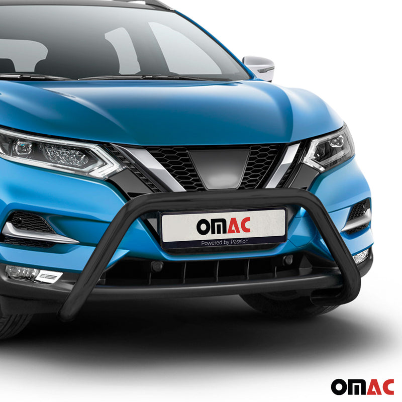 Pare-Buffle Avant Pour Nissan Qashqai 2016-2017 Acier Inoxy Noir