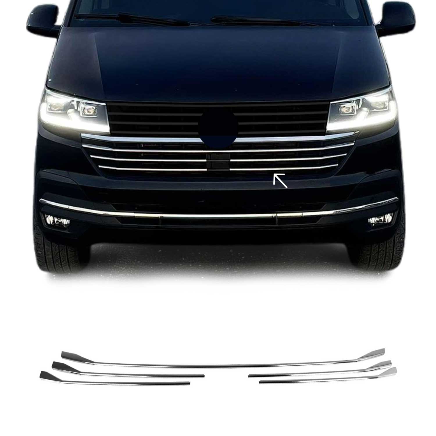 Moulure de Grille de Calandre pour VW T6.1 Transporter 2019-24 Highline inox 5x