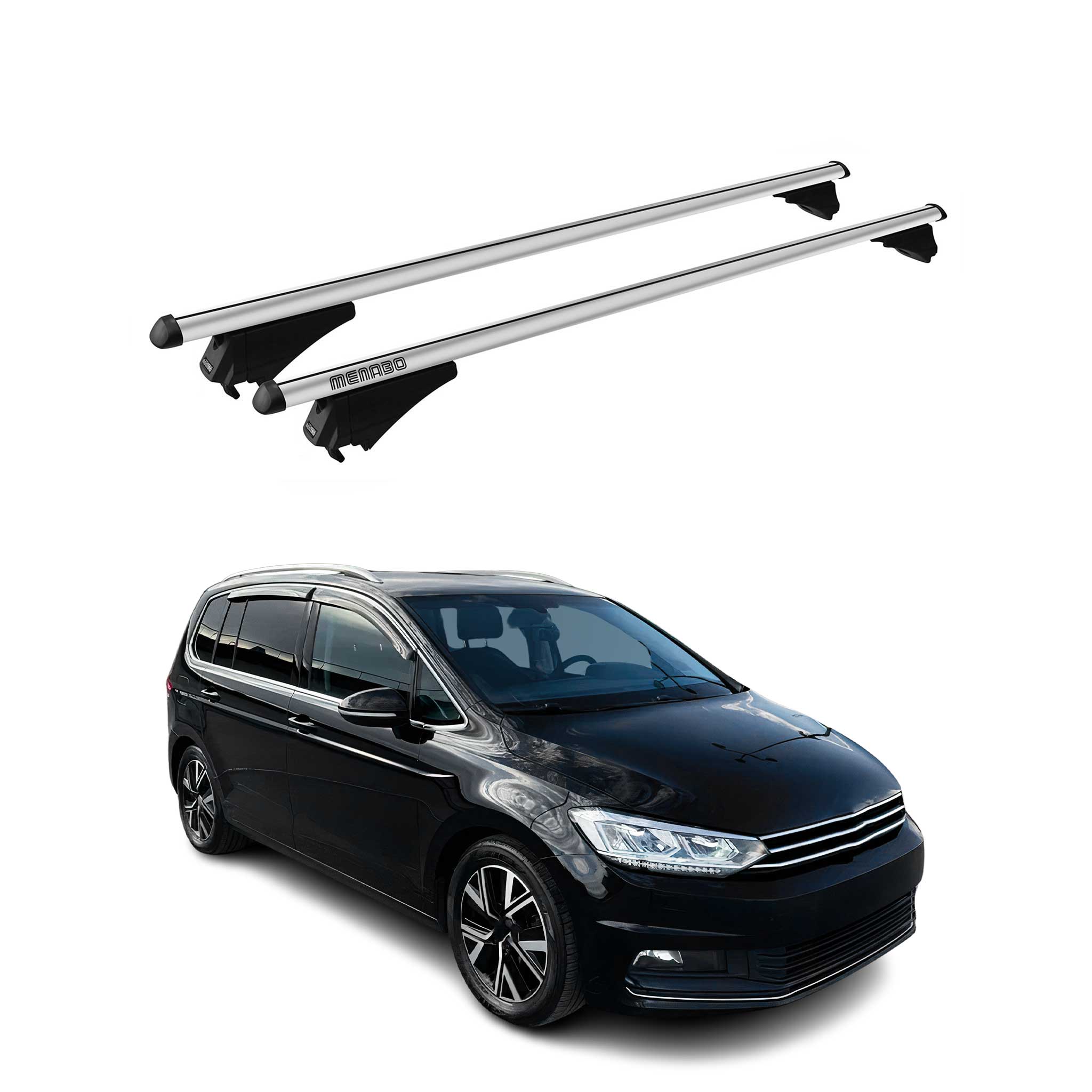 Tiger Barres De Toit Transversales pour VW Touran mk2 2015-25 Aluminium Gris 2x