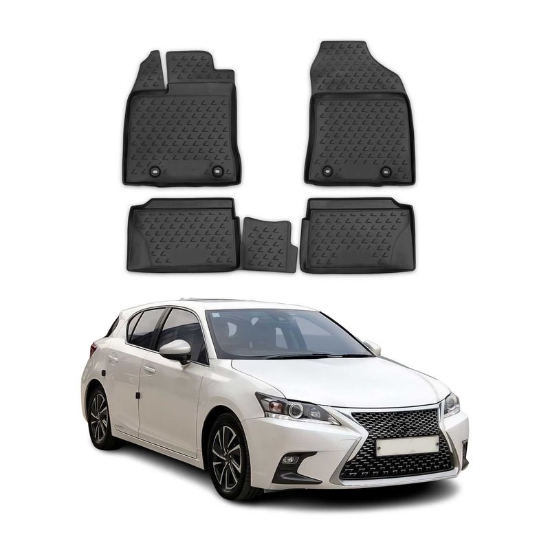 Tapis de sol pour Lexus CT 200H 2010-2017 en caoutchouc TPE 3D Noir 4Pcs
