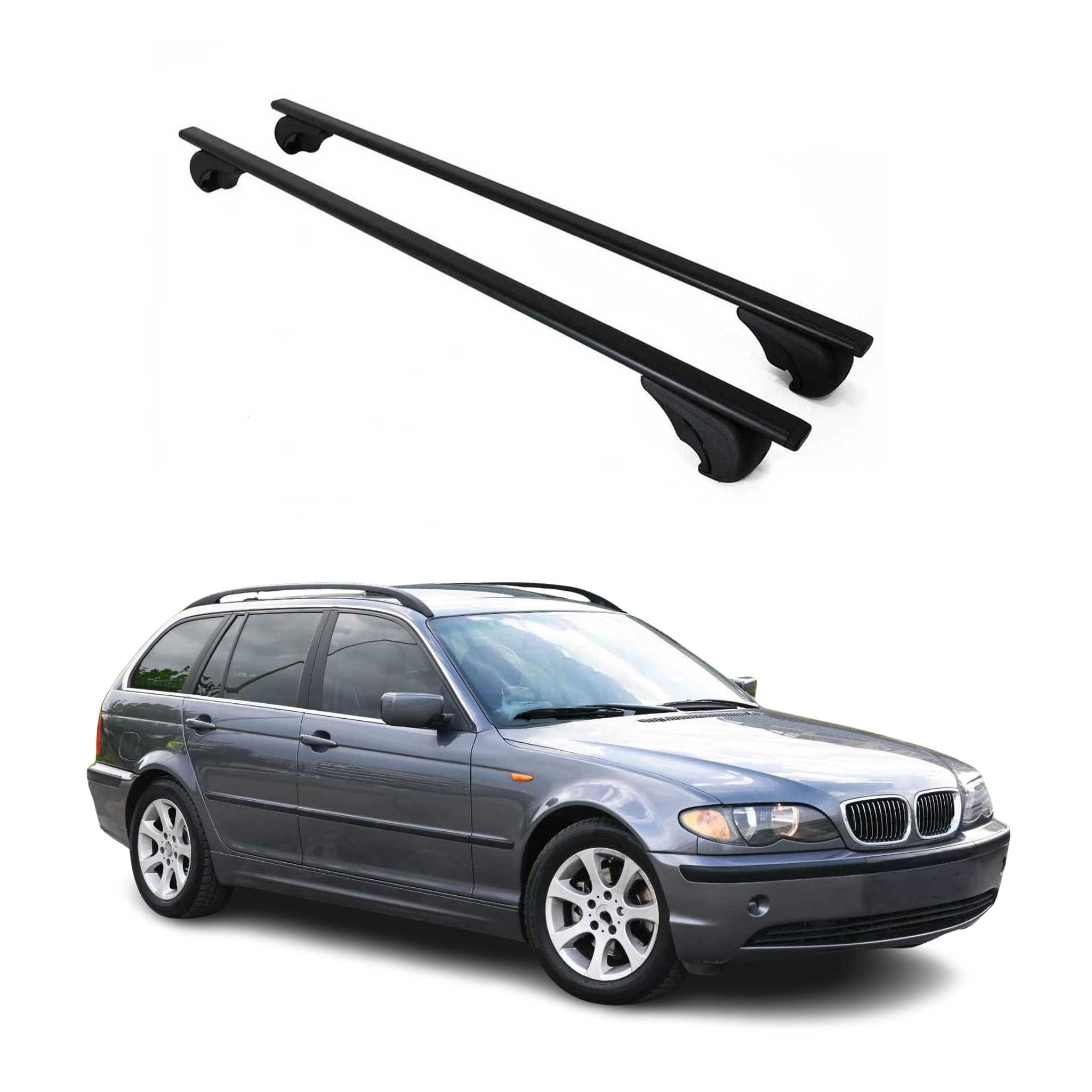 Barres de toit transversales pour BMW Série 3 E46 Break 1999-2007 Fer Noir