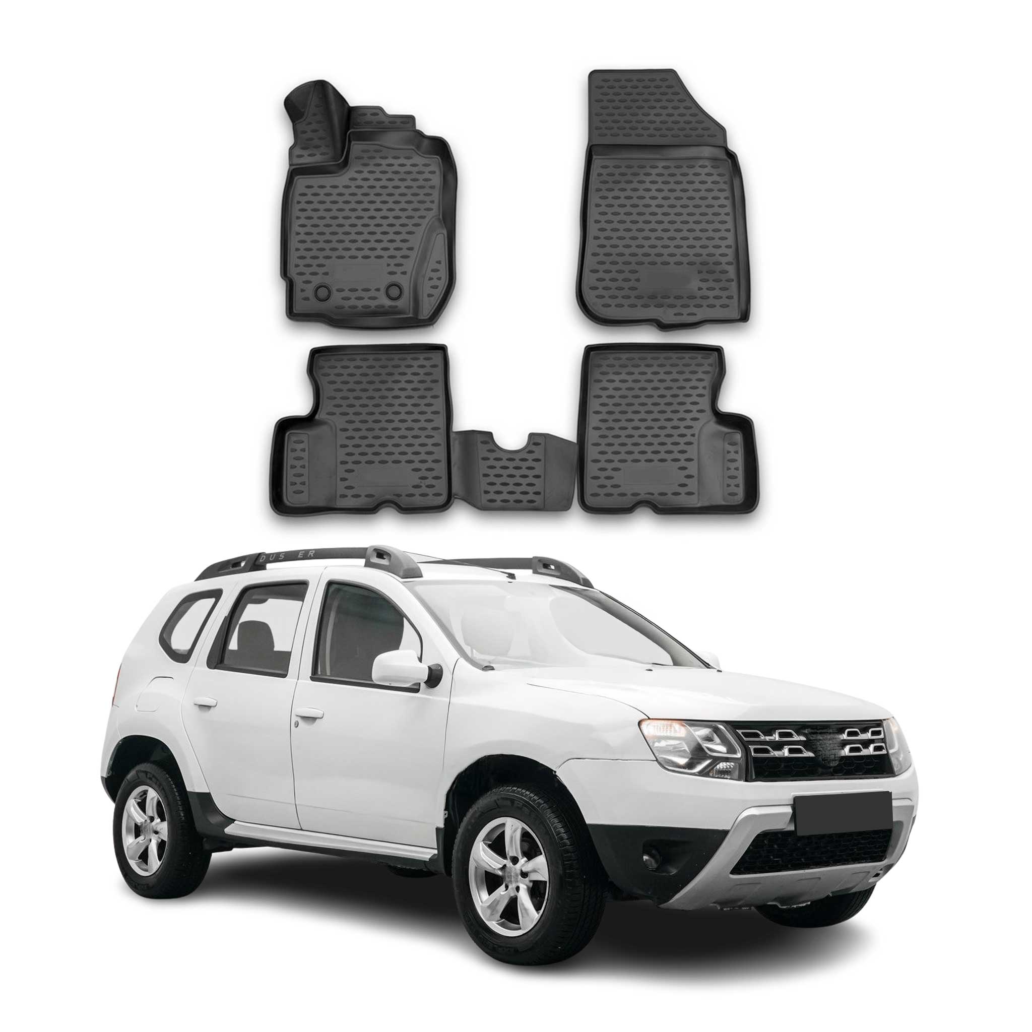 OMAC Tapis de sol pour Dacia Duster 2015-2018 sur mesure en caoutchouc Noir