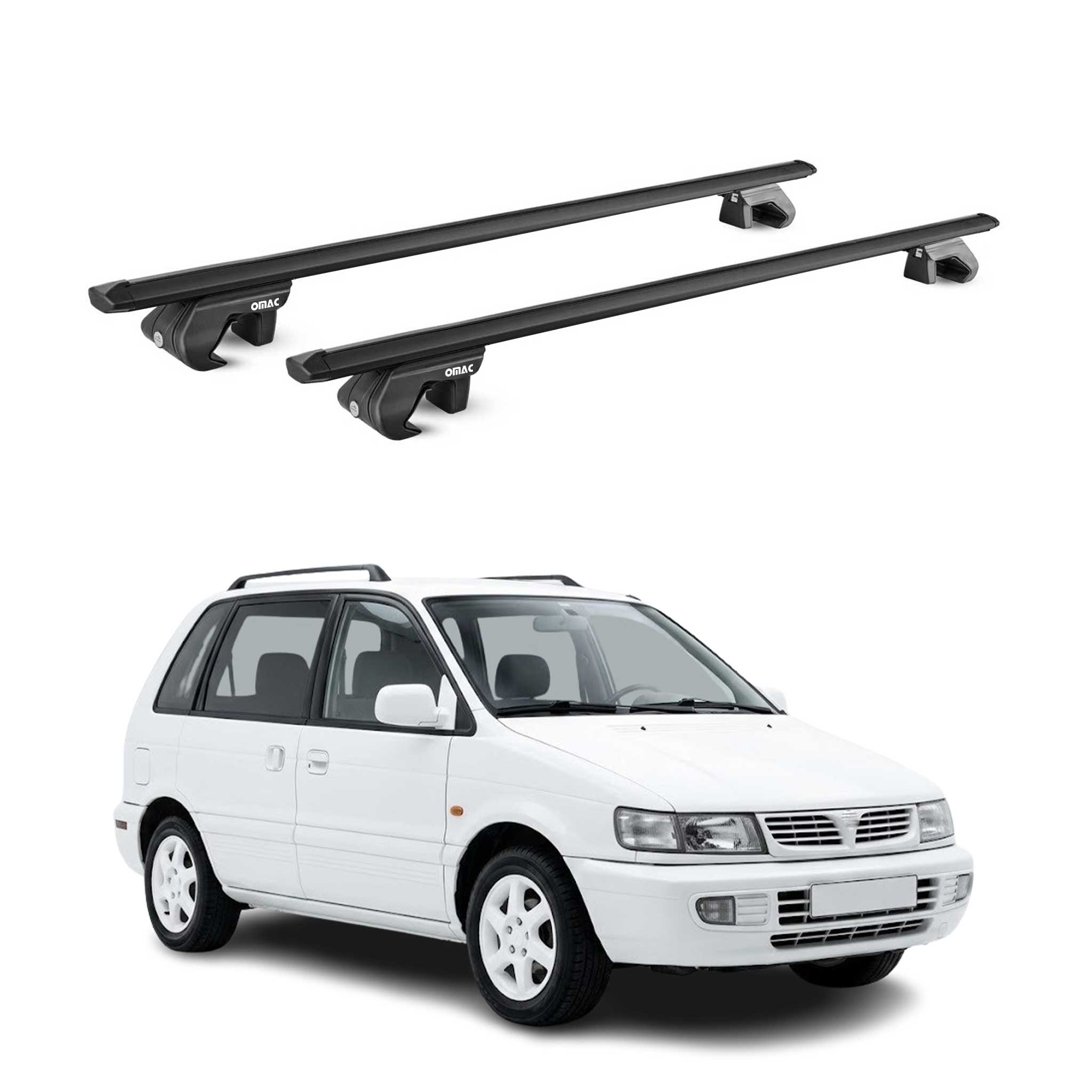 Barres de toit transversales pour Mitsubishi Space Runner 1991-1998 Alu Noir ABE