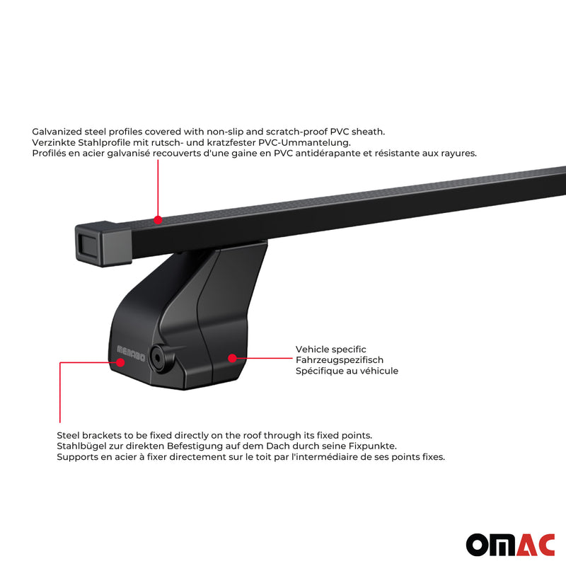 Barres transversales Menabo pour BMW Série 4 G22 G82 Coupé 2020-25 inox Noir