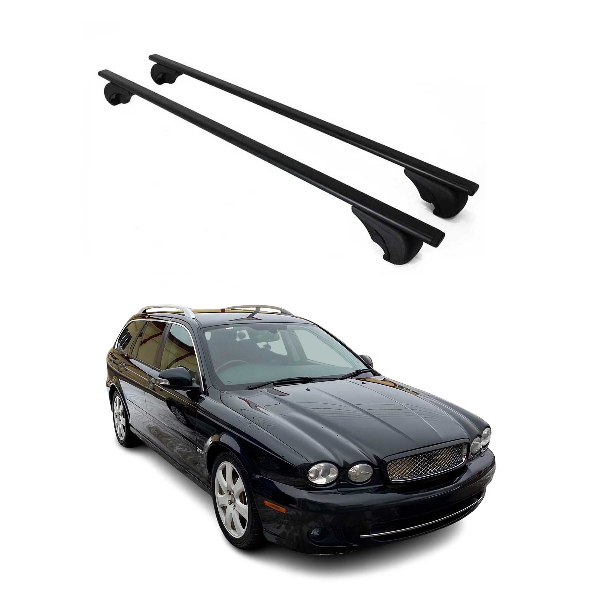 Barres de toit Transversales pour Jaguar X-Type Break 2003-2009 Fer Noir