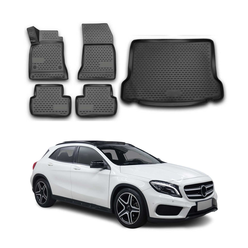 Kit Tapis de sol et coffre pour Mercedes Classe GLA X156 2013-2020 en Caoutchouc