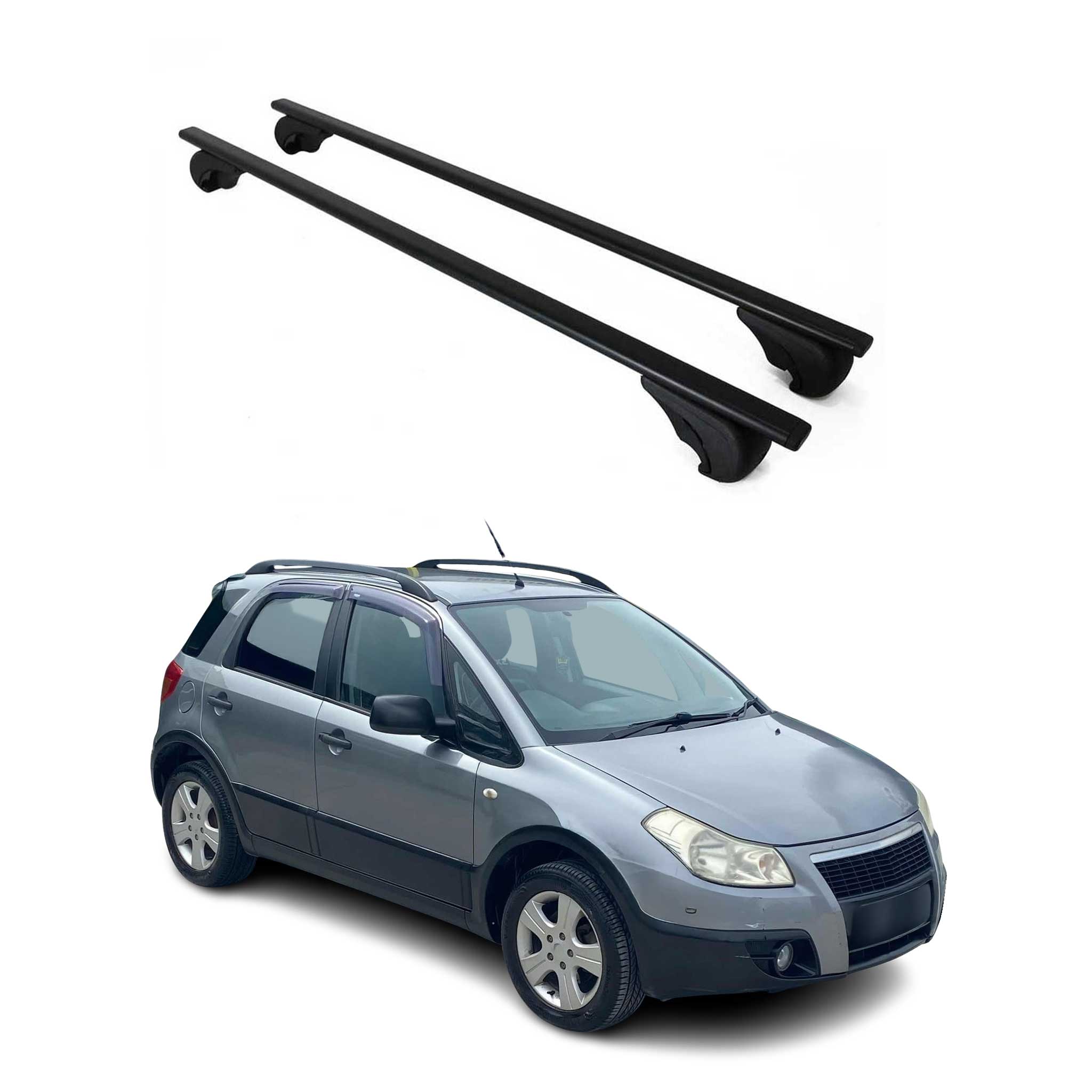 Barres de toit Transversales pour Fiat Sedici 2006-2015 Fer Noir