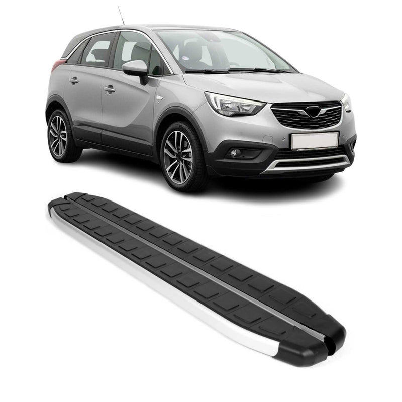 Marchepieds Latéraux pédale pour Opel Crossland X 2017-2024 Alu Noir Gris 2Pcs