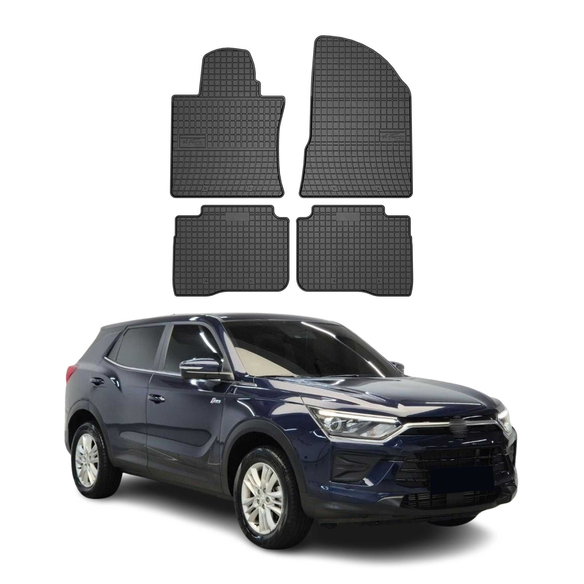 Tapis de Sol pour Ssangyong Korando 2019-2022 Caoutchouc Noir