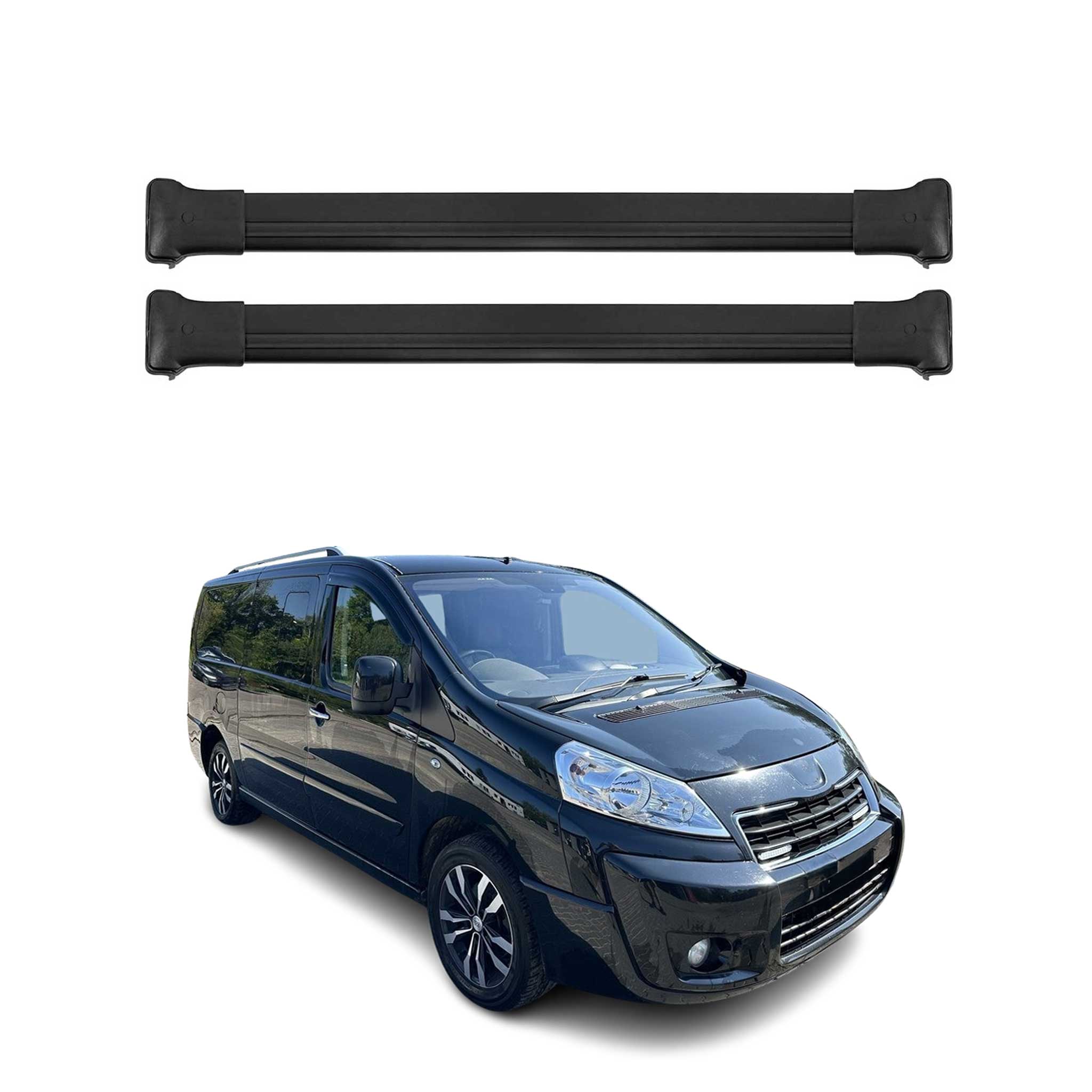 Barres de toit transversales pour Peugeot Expert 2007-2016 Aluminium Noir 2Pcs