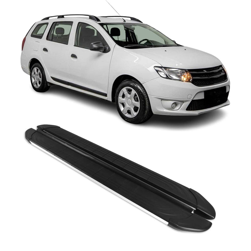 Marchepieds Latéraux pour Dacia Logan 2013-2020 Aluminium Gris Noir 2Pcs