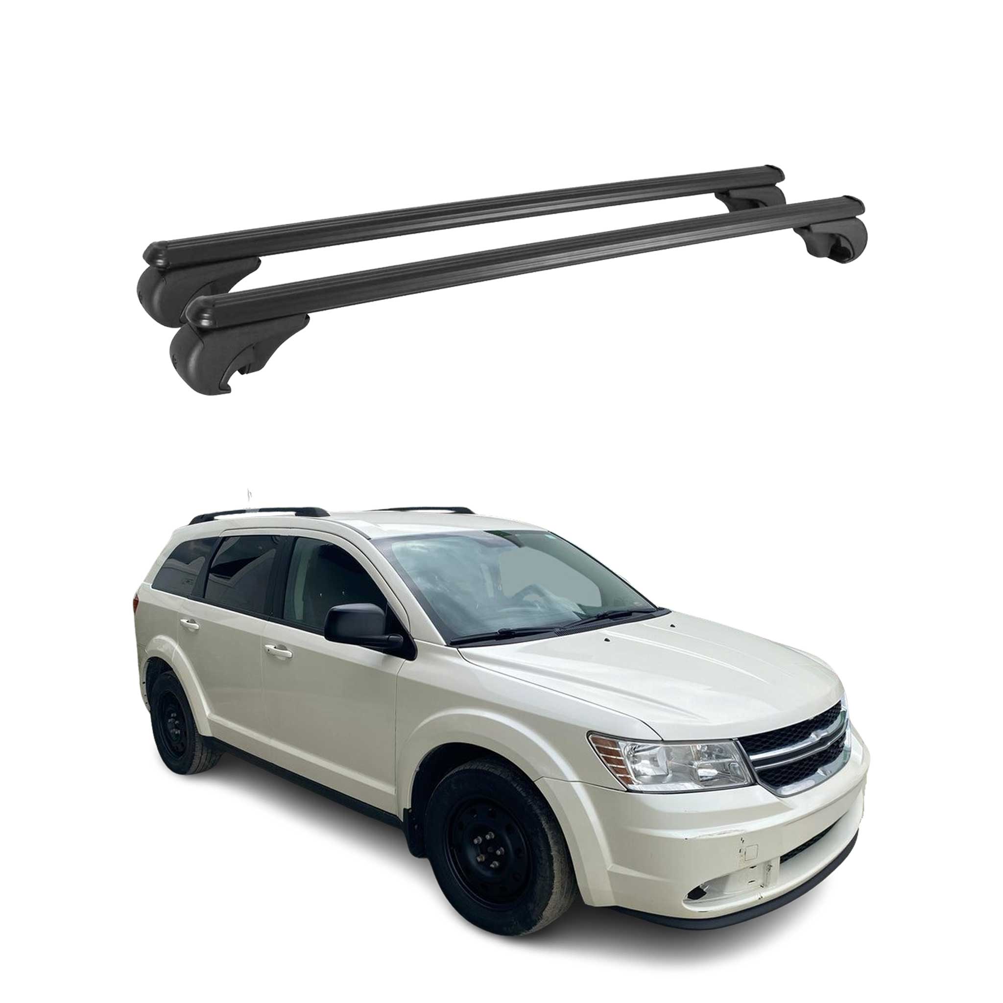 Barres de toit Transversales pour Dodge Journey 2008-2024 Aluminium Noir