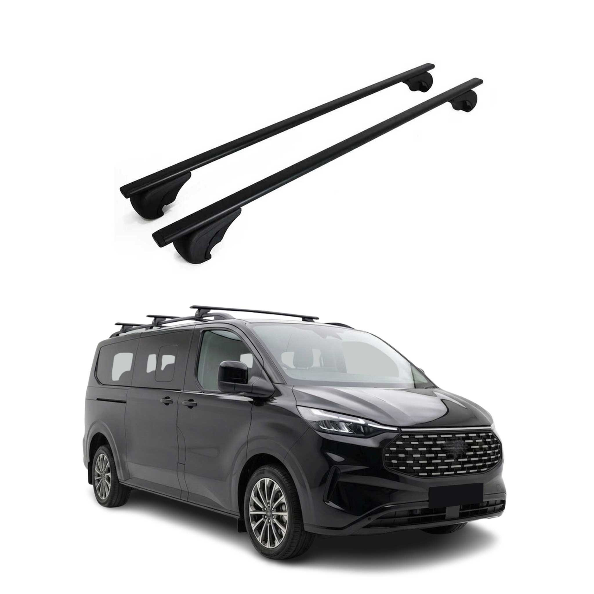 Barres de toit Transversales pour Ford Tourneo Custom II 2023-2026 Fer Noir 2Pcs