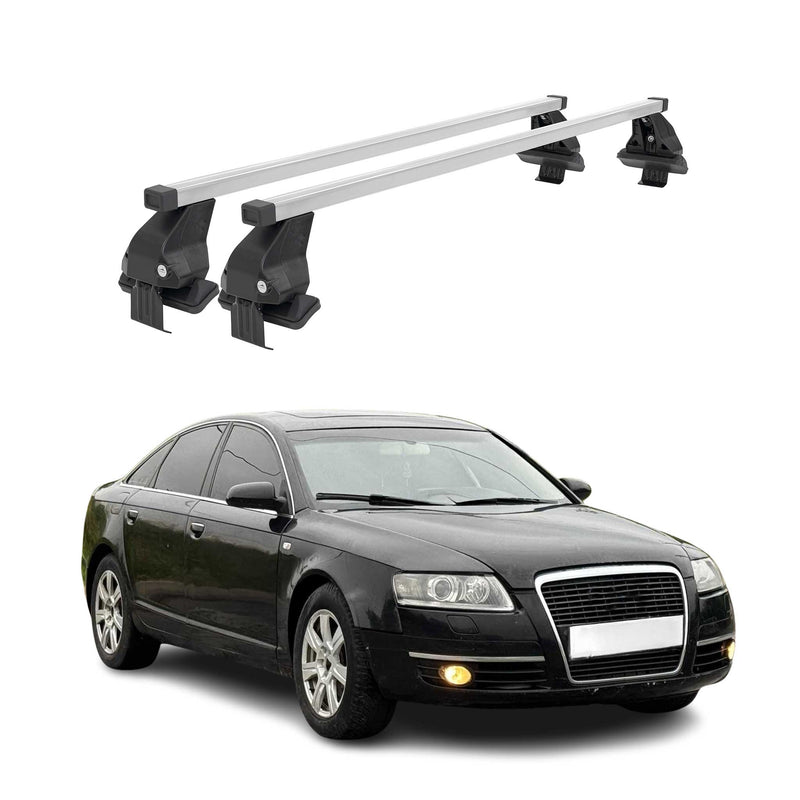 Barres de toit transversales Menabo pour Audi A6 C6 Berline 2004-2011 Acier Gris