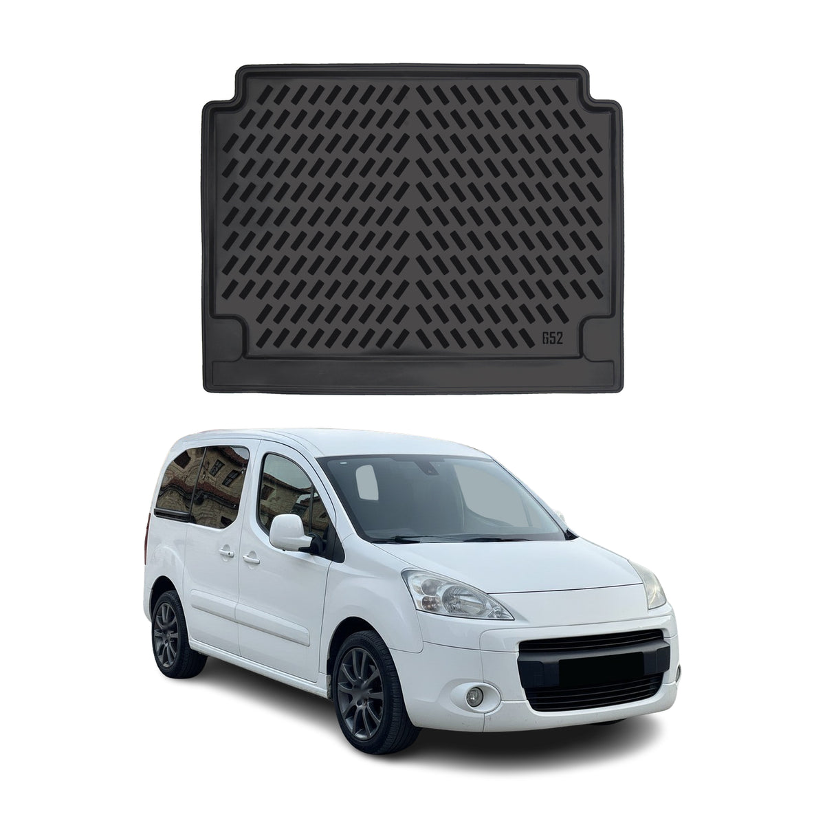 Tapis de coffre pour Peugeot Partner Tepee/Rifter 2008-2027 Noir 3D en TPE