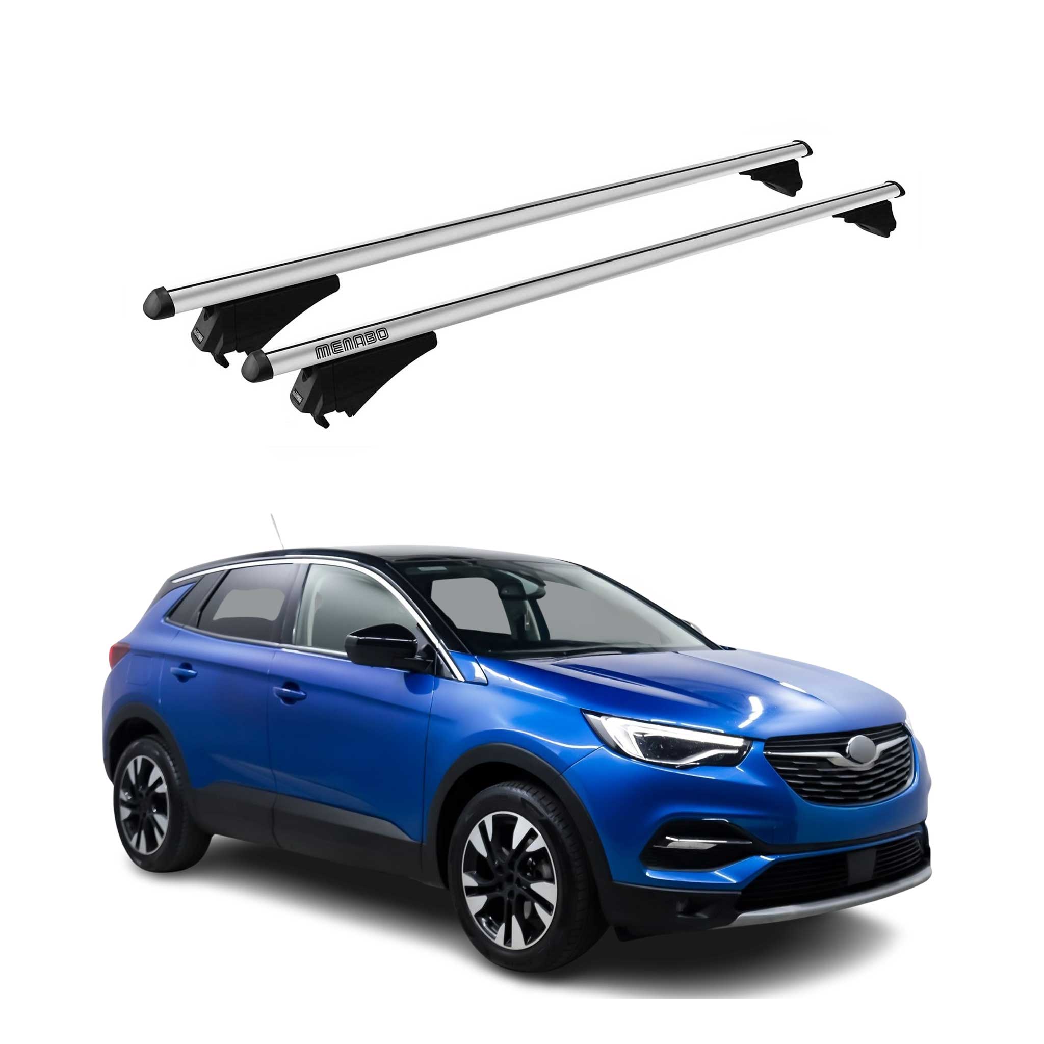Tiger Barres de toit transversales pour Opel Grandland X 2017-2023 Alu Gris 2x