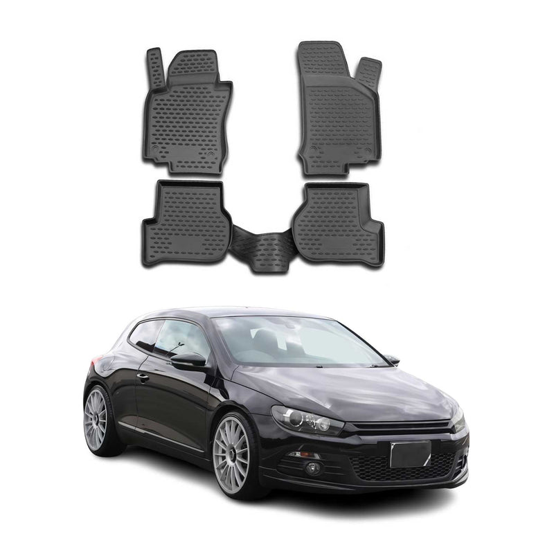 Kit Tapis de sol et coffre pour VW Scirocco 2008-2017 en Caoutchouc TPE Noir