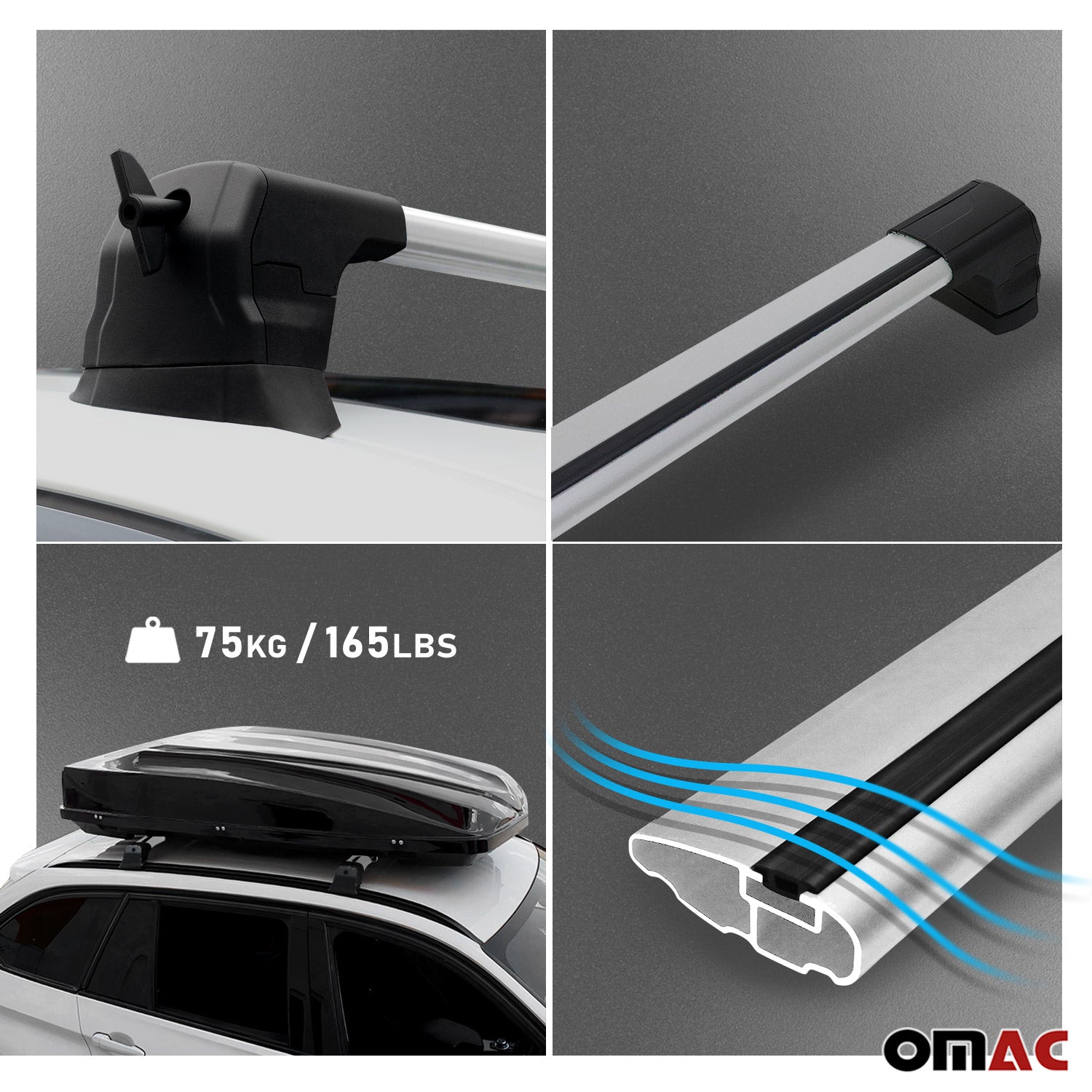 Barres de toit transversales pour Mercedes Classe E W213 2017-2020 Pre-FL gris