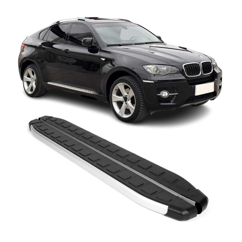 Marchepieds latéraux pour BMW X5 E70 2006-2013 Aluminium Noir Gris 2Pcs