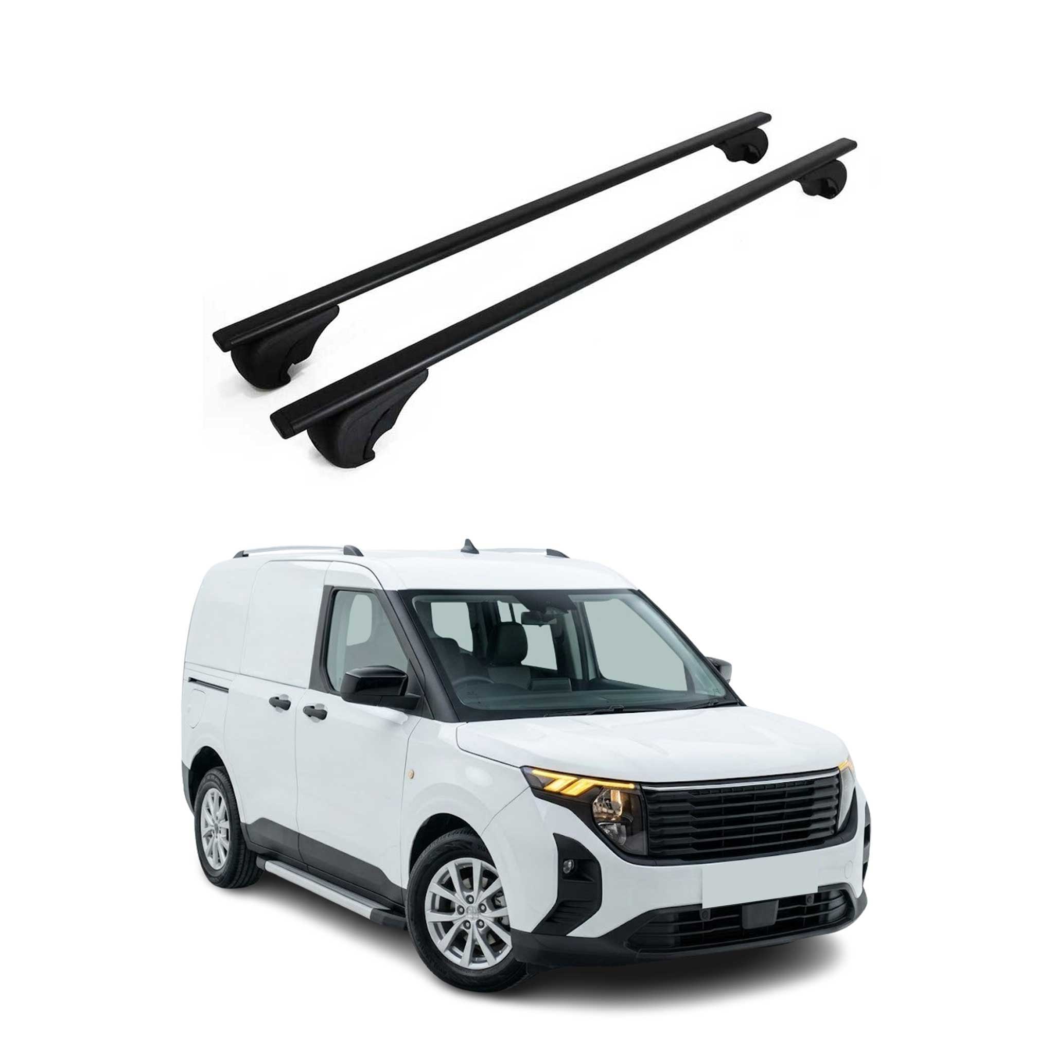 Barres de toit Transversales pour Ford Transit Courier II 2023-2026 Fer Noir 2x