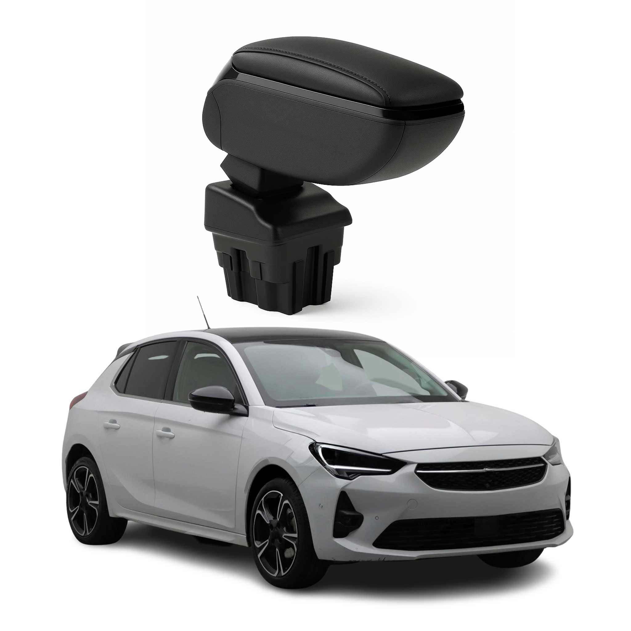 Accoudoir pour Opel Corsa F HB 2019-2026 Vinyl Abs Noir Coulissant