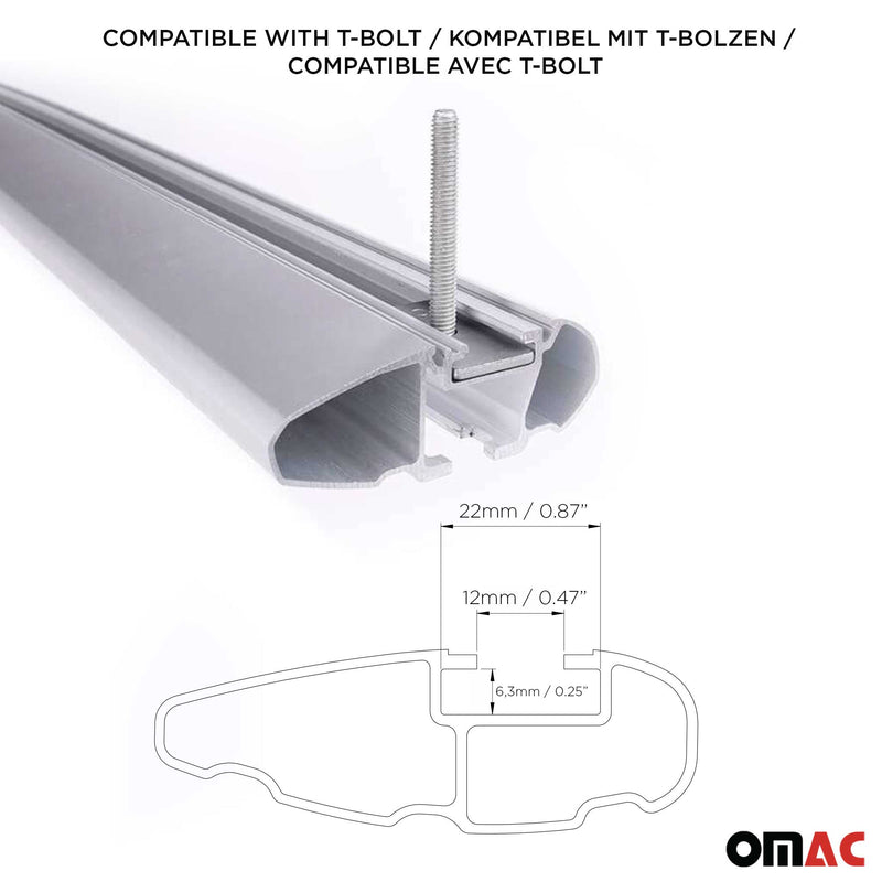 Barres De Toit Transversales pour Peugeot 3008 2017-2020 Aluminium Gris ABE