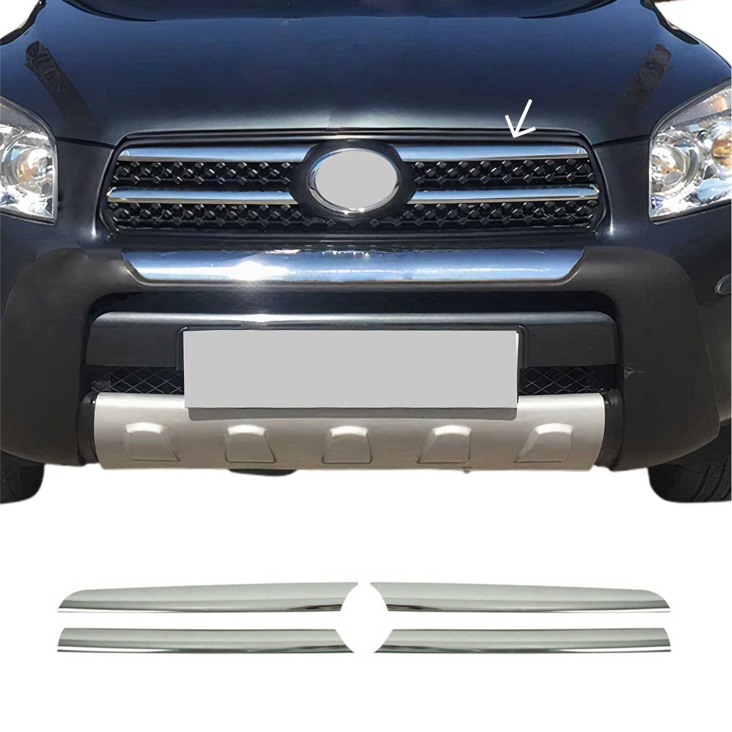 Moulure de Grille de Calandre pour Toyota RAV4 2006-2009 Chromé 4Pcs