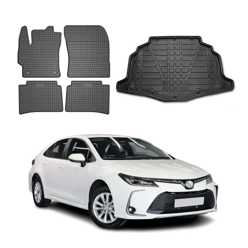 Kit Tapis de sol et coffre pour Toyota Corolla HB Hybrid 2019-2025 TPE Noir