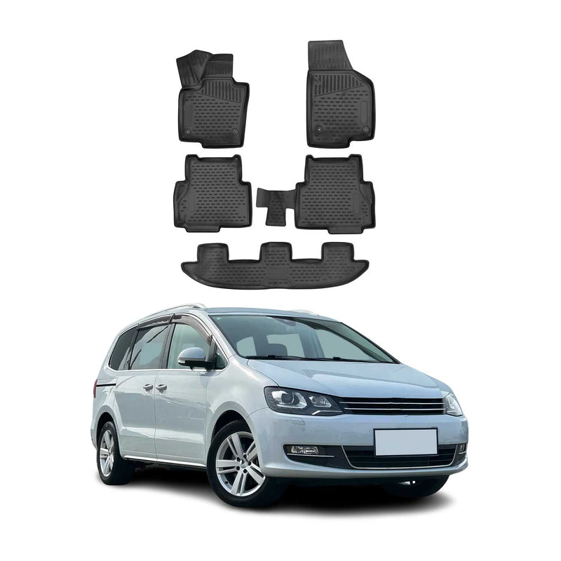 Tapis de sol pour Seat Alhambra 2010-2022 en caoutchouc TPE 3D Noir 5Pcs