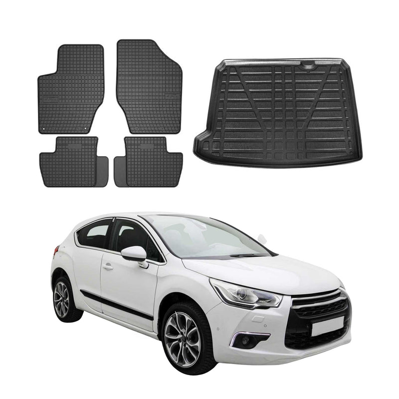 Kit Tapis de sol et coffre pour Citroen DS4 2011-2015 TPE Noir