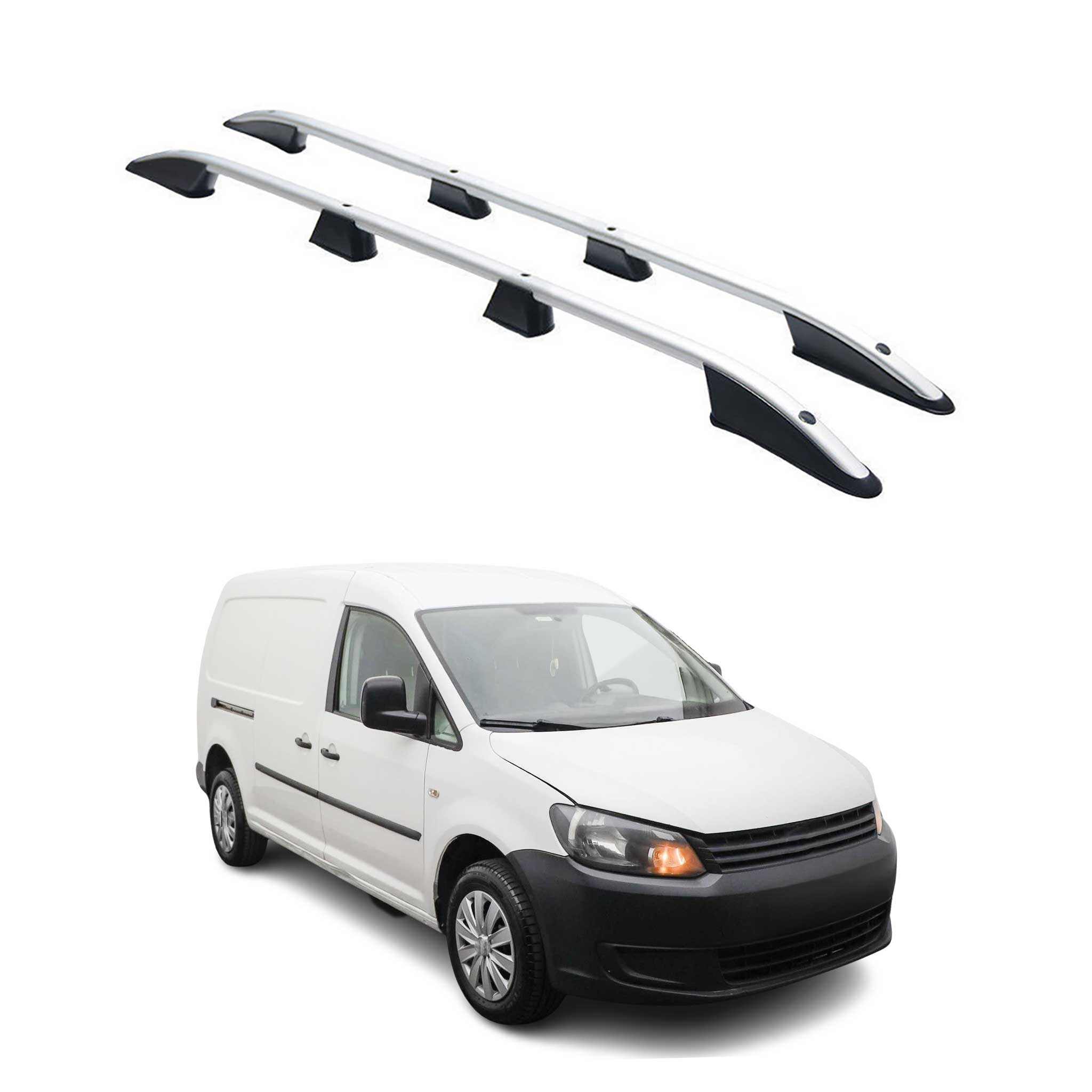 Barres de toit longitudinales pour VW Caddy 2010-2015 L2 Long Aluminium Gris