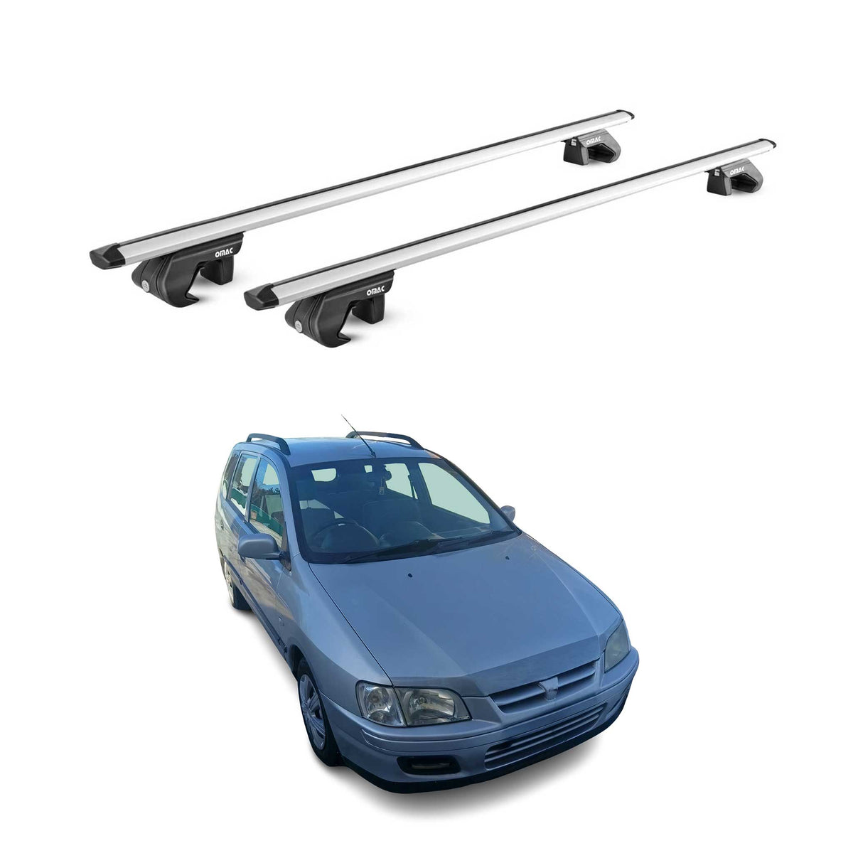 Barres de toit ABE pour Mitsubishi Space Star DG0 1998-2005 5 P Alu Gris 2x