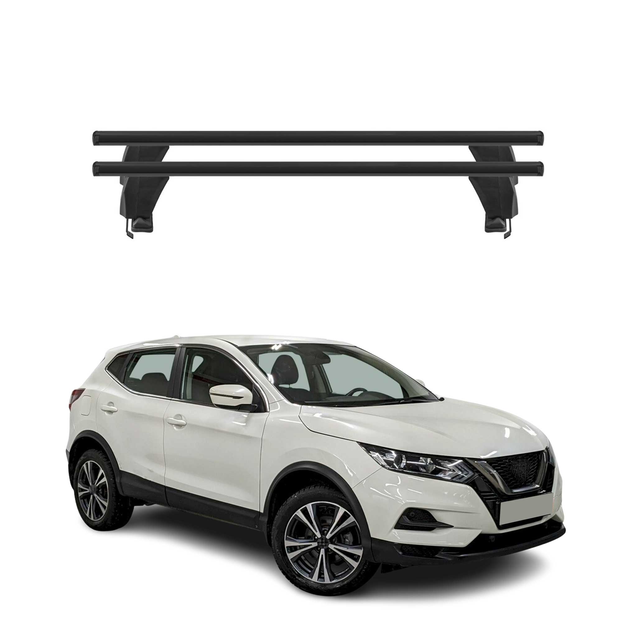 Menabo Barres de toit Transversales pour Nissan Qashqai J11 2014-21 Alu Noir 2x