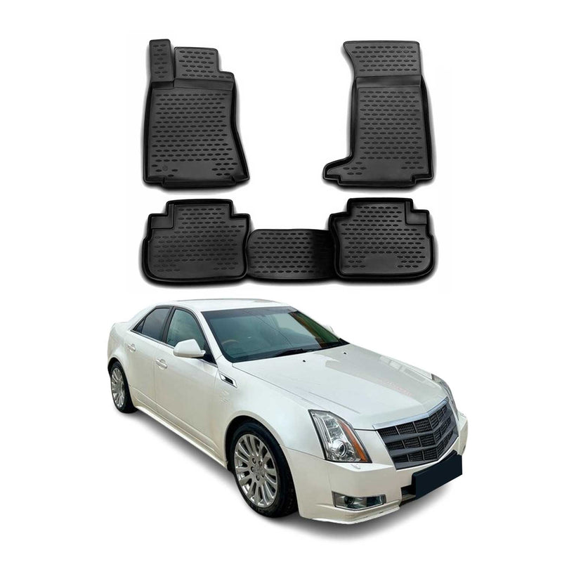 Tapis de sol pour Cadillac CTS 2008-2014 en caoutchouc TPE 3D Noir 4Pcs