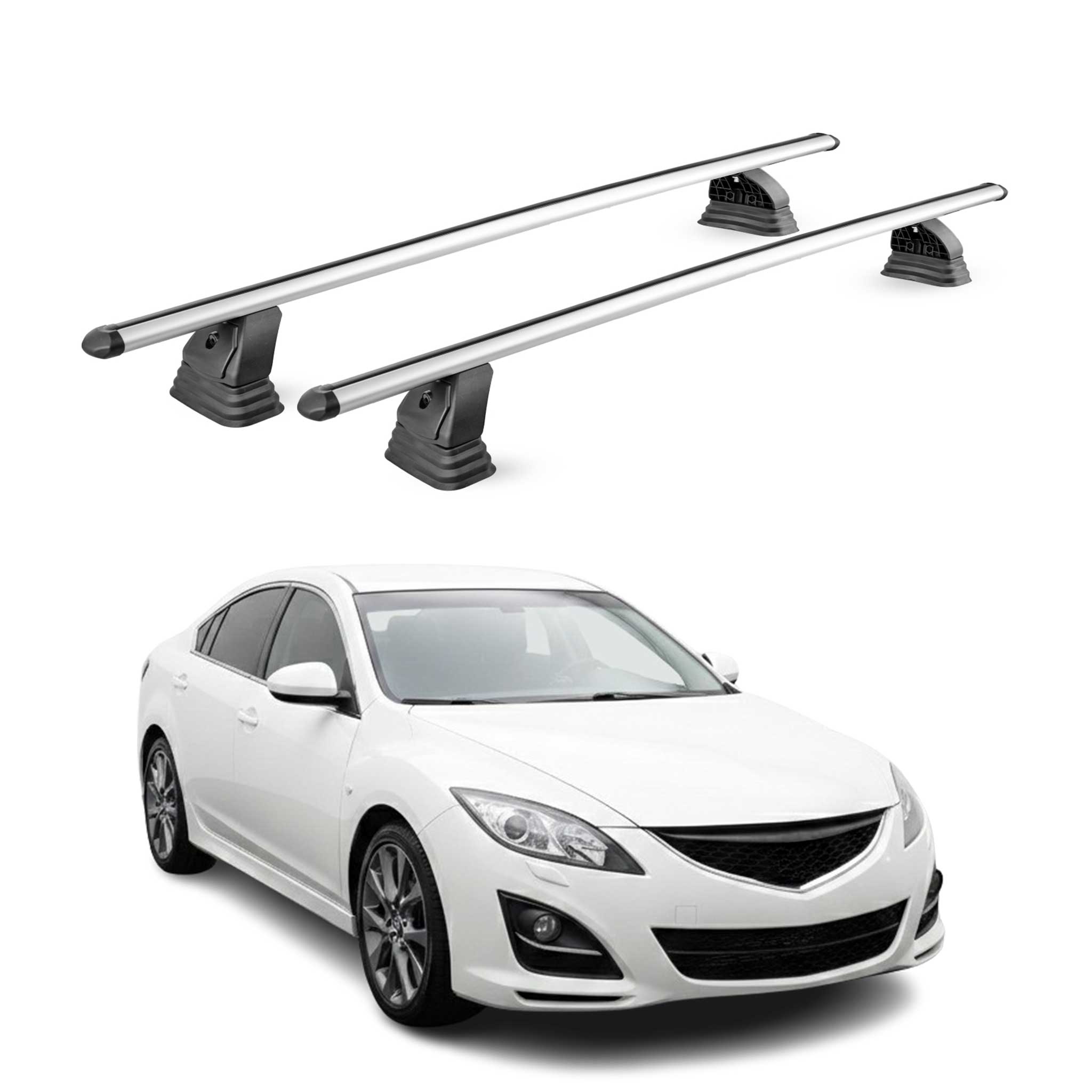Barres de toit transversales Alu pour Mazda 6 II Berline 2007-2012 TÜV Gris 2Pcs
