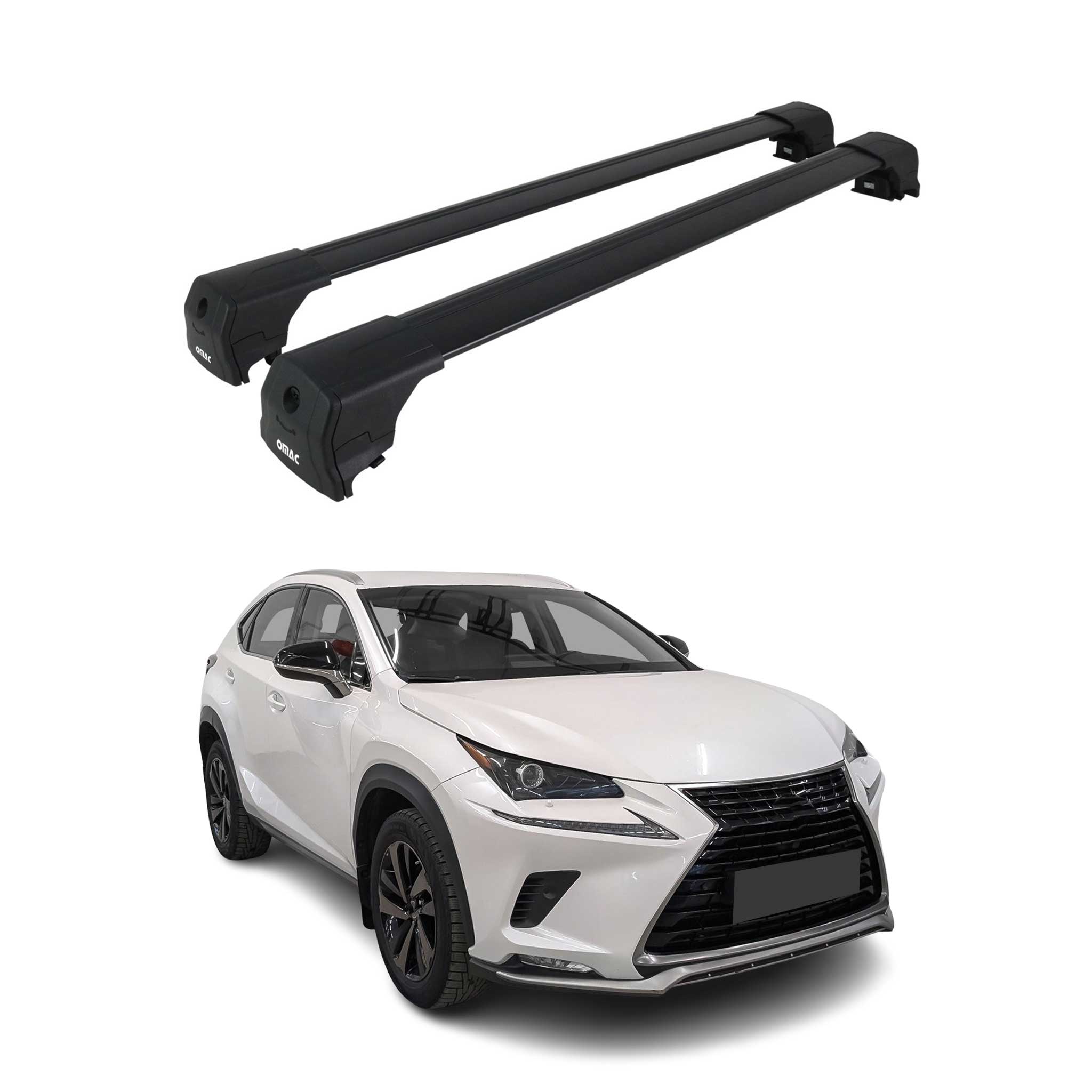 Barres De Toit Transversales pour Lexus NX I 2015-2021 Aluminium Noir 2Pcs