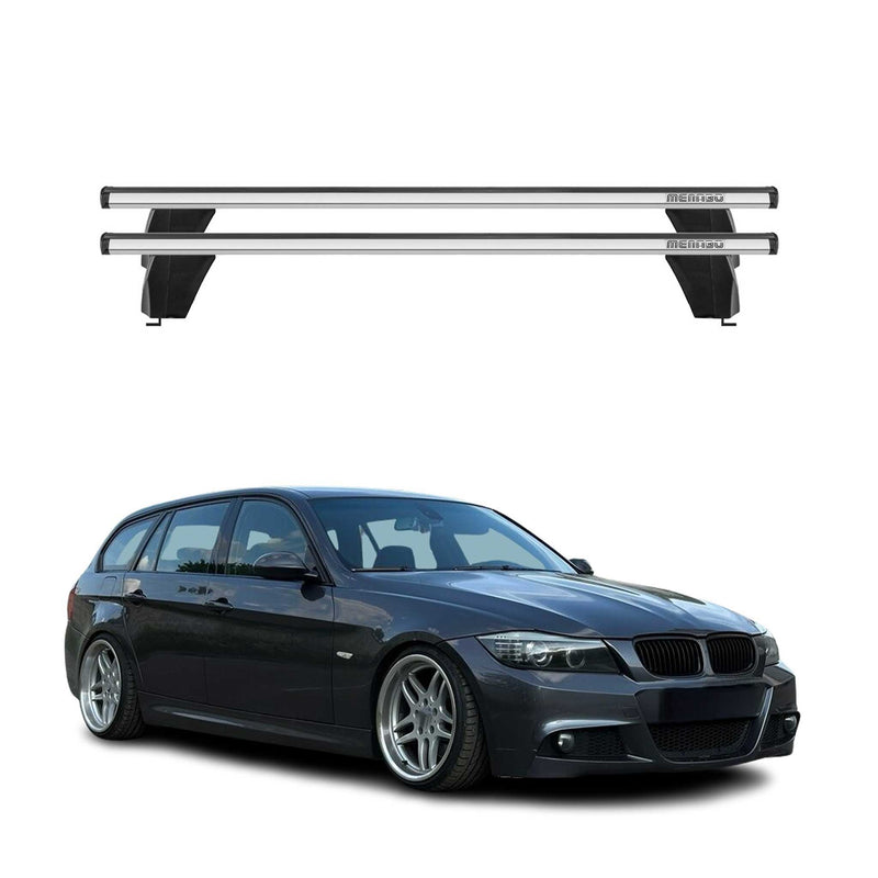 Menabo Barres de transversales pour BMW Série 3 E90 E91 E92 2004-2013 Gris Alu
