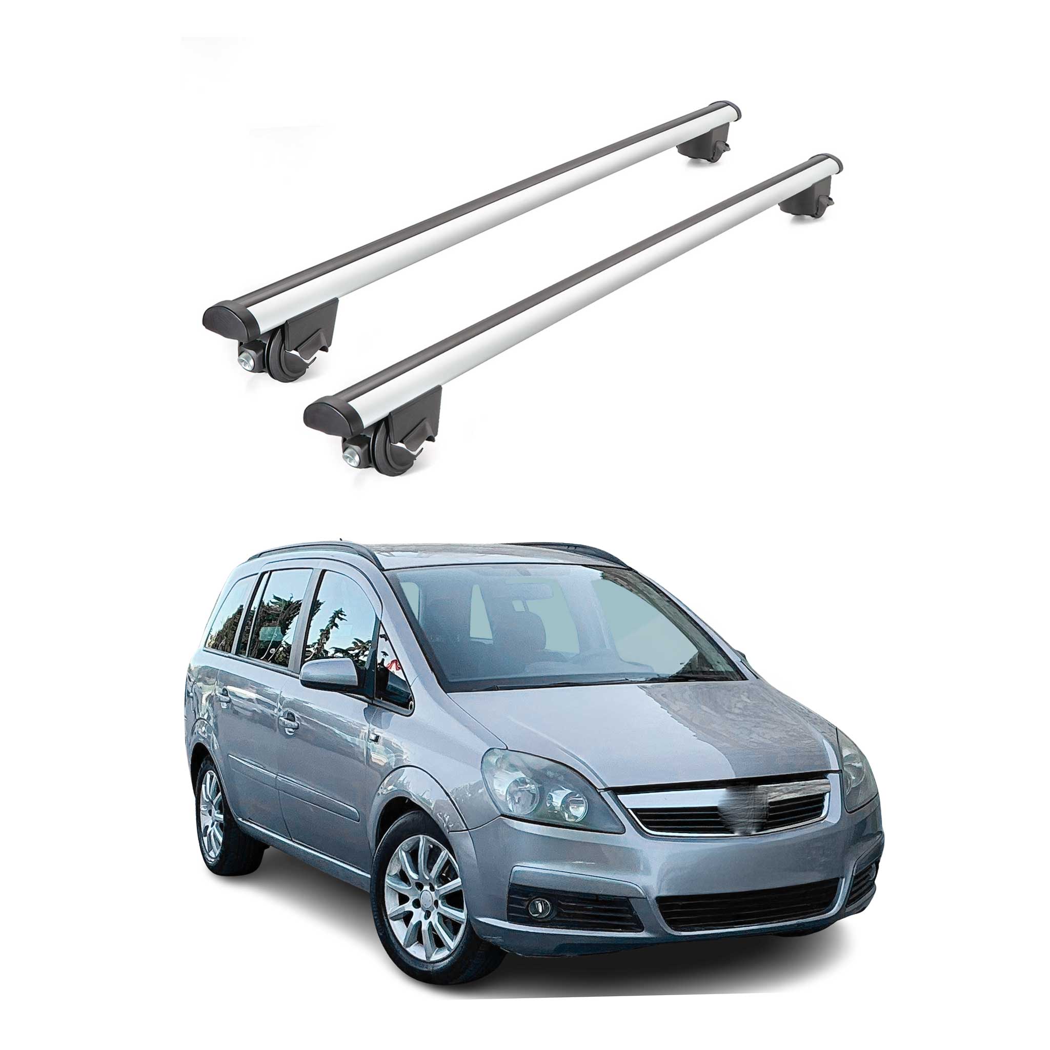 Barres de toit transversales pour Opel Zafira 2005-2009 2 pcs en Alu gris TÜV ABE