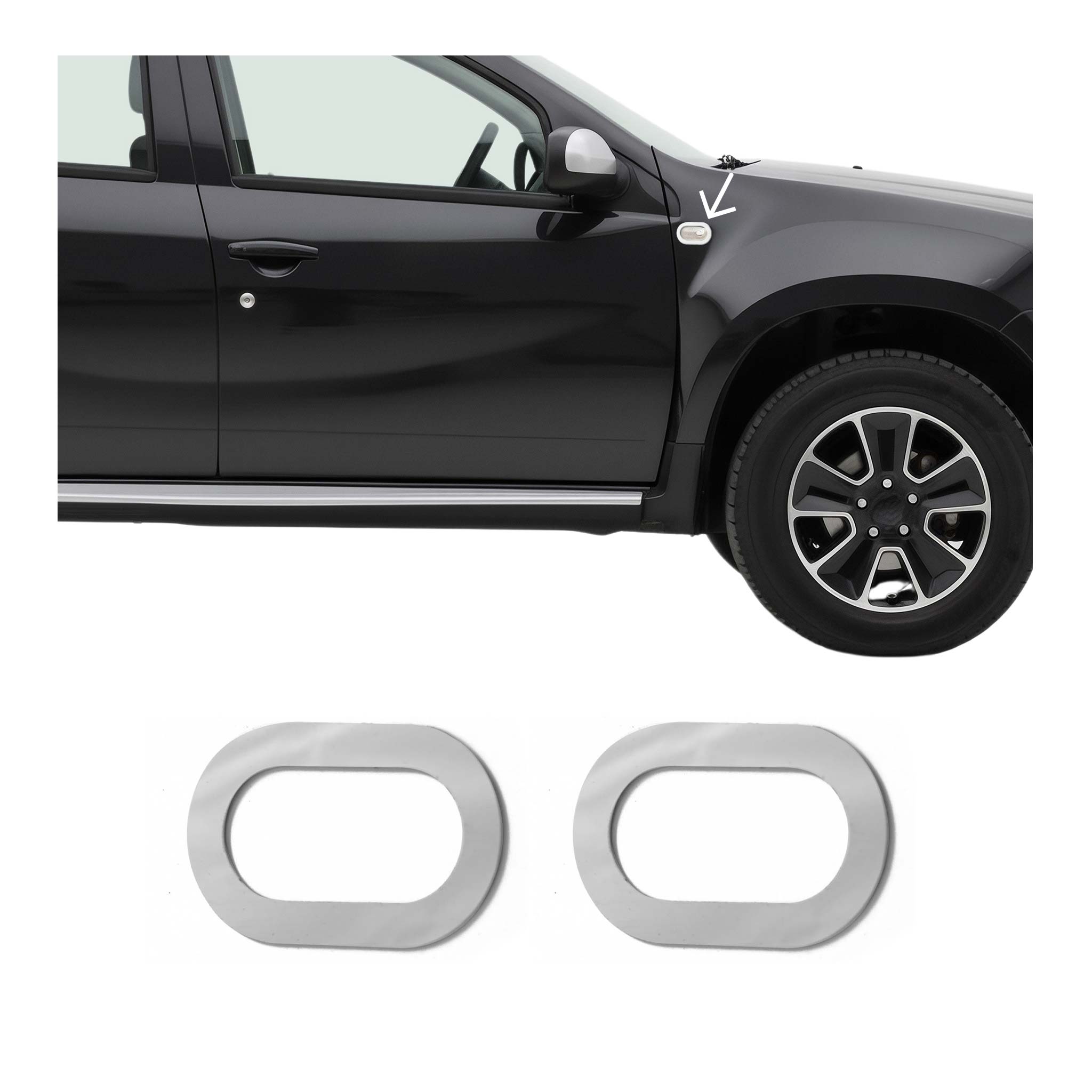 Cadre de clignotant Latéral pour Dacia Lodgy 2013-2021 en acier inox Chromé