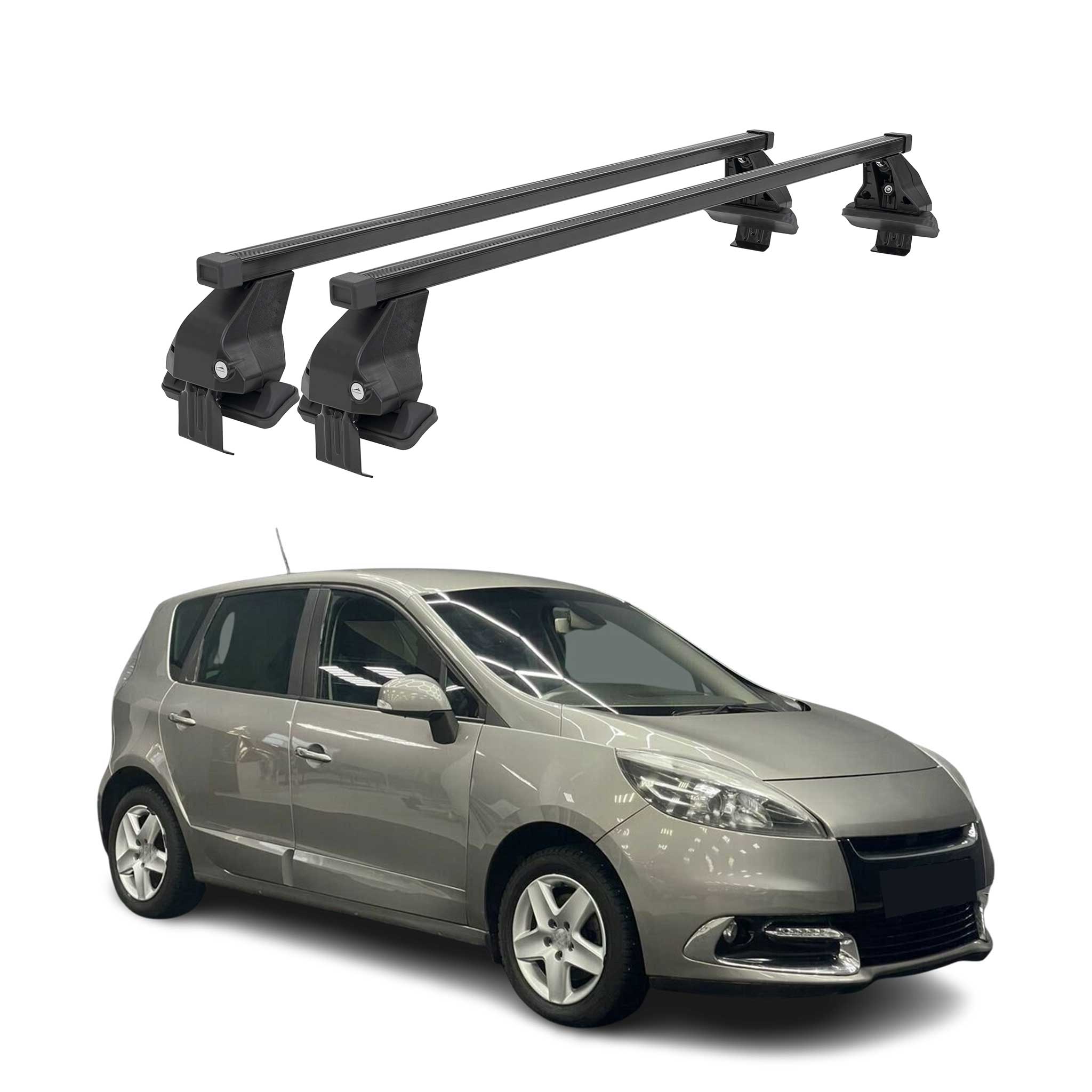 Barres de toit transversales pour Renault Scénic III Facelift 2013-16 Acier Noir