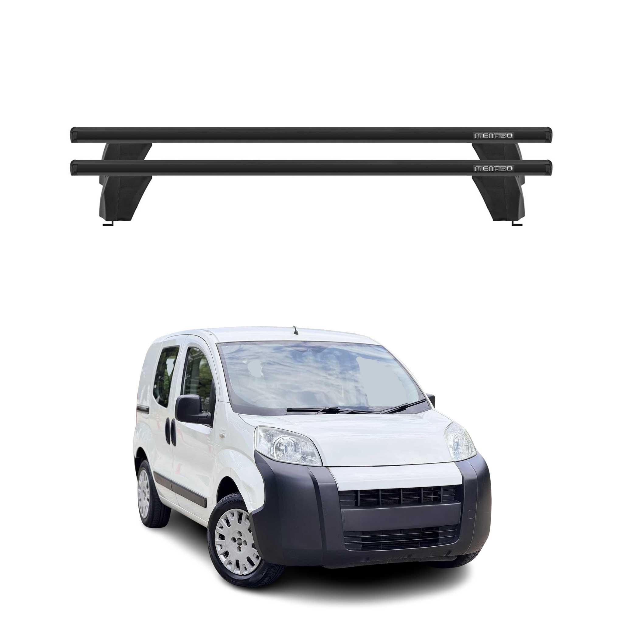 Menabo Barres de toit Transversales pour Citroen Nemo 2008-2024 Alu Noir 2x ABE