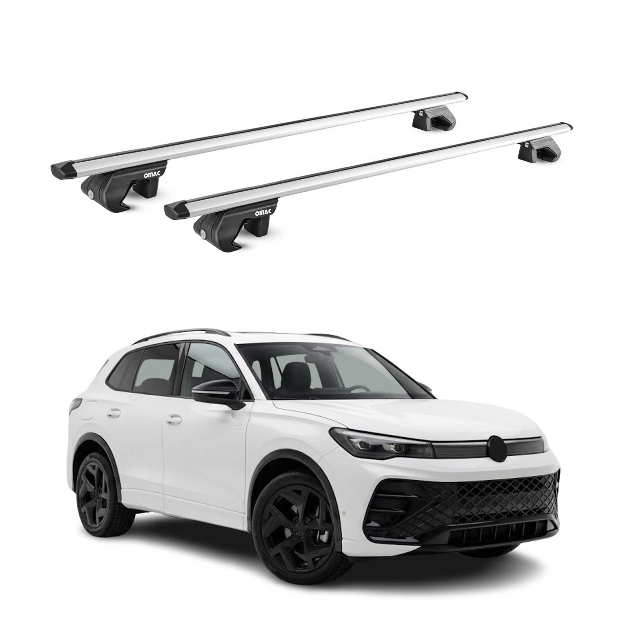 Barres de toit transversales ABE pour VW Tiguan mk3 2024-2026 Aluminium Gris 2x