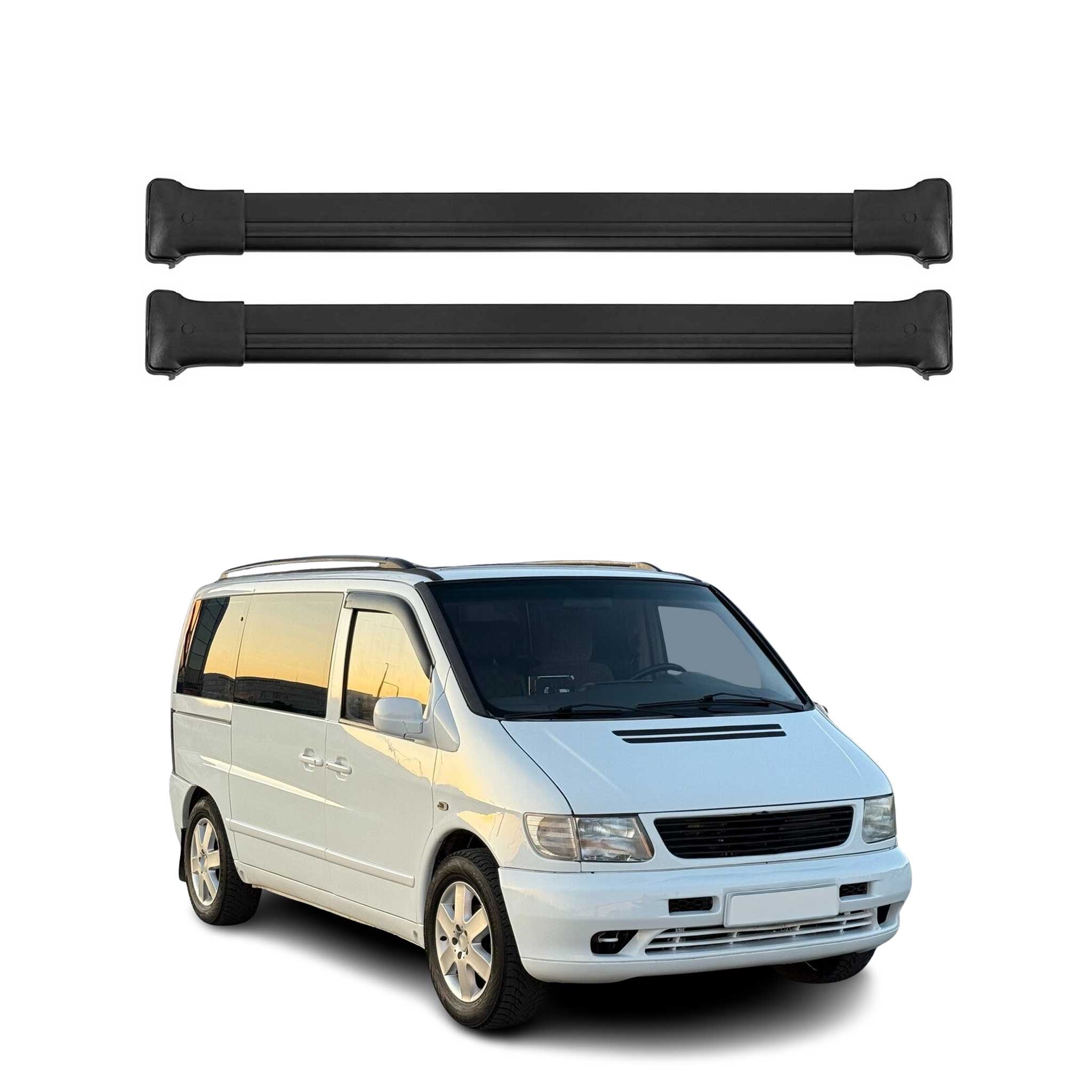Barres de toit transversales pour Mercedes Vito W638 1996-2003 Aluminium Noir