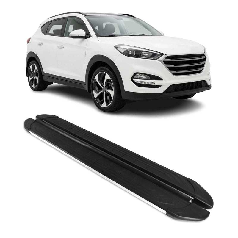 Marchepieds Latéraux pour Hyundai Tucson 2015-2020 Aluminium Gris Noir 2Pcs