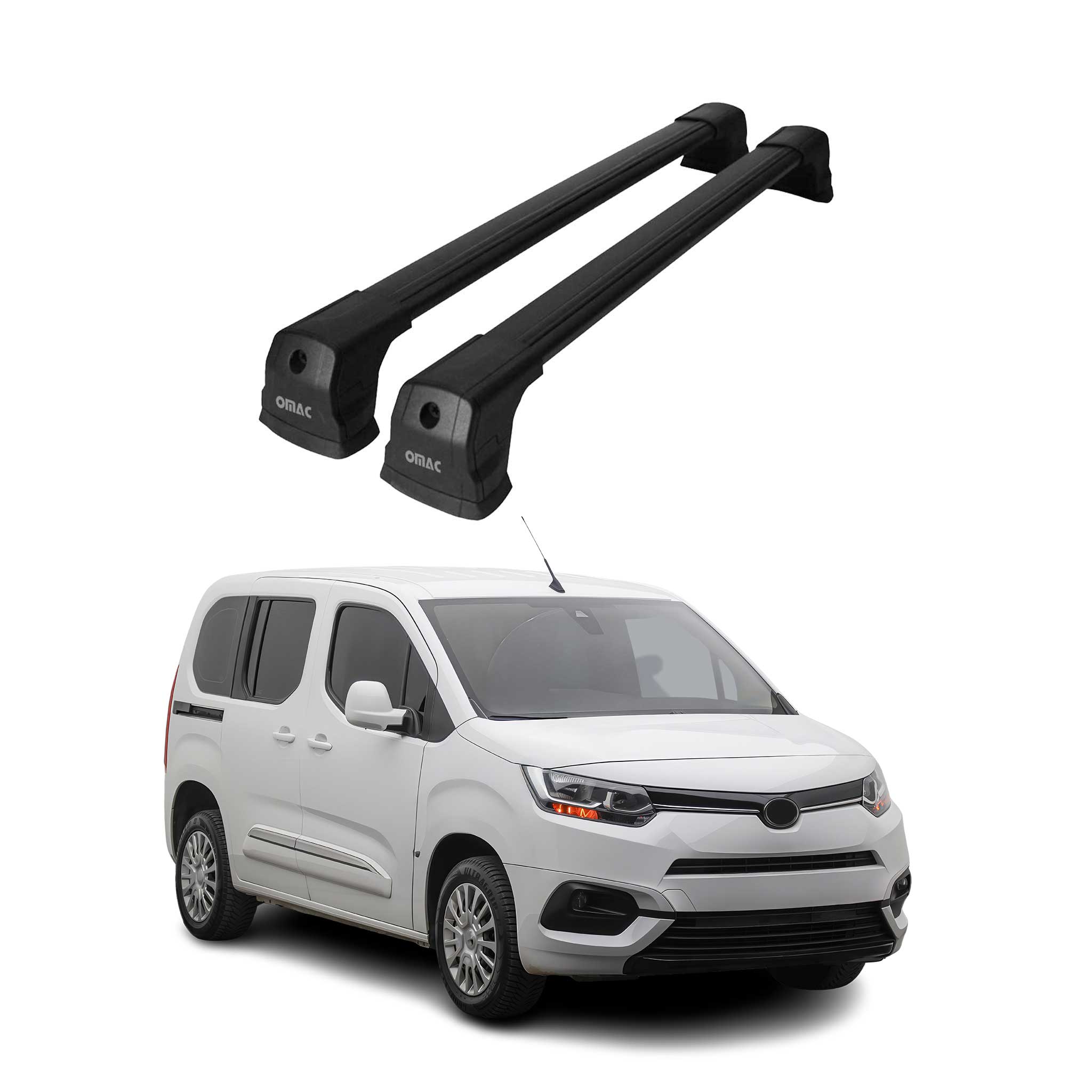 Barres de toit transversales pour Toyota Proace City 2019-2026 Aluminium Noir 2x