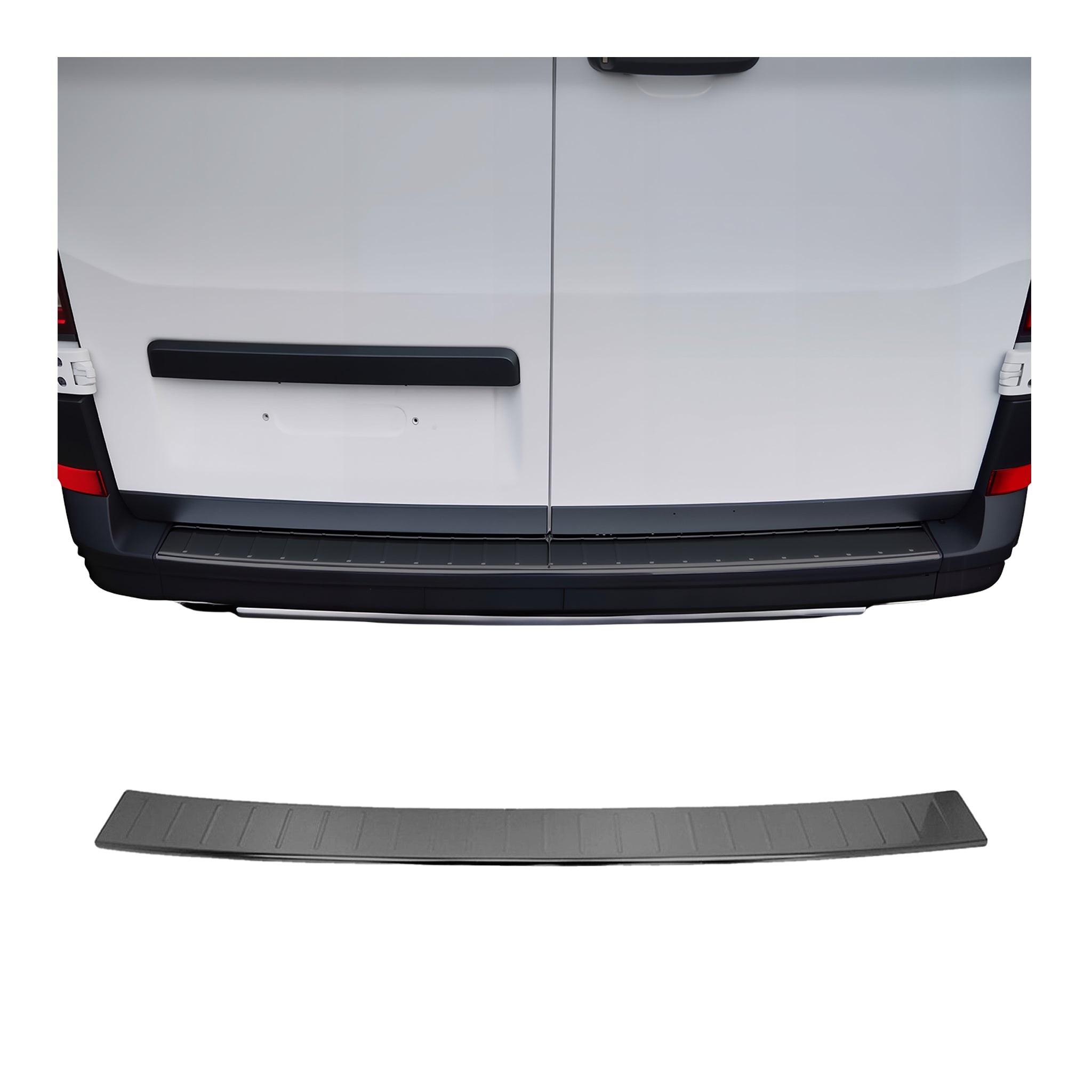 Protection de seuil arrière pour VW Crafter 2017-2025 en acier inoxy foncé