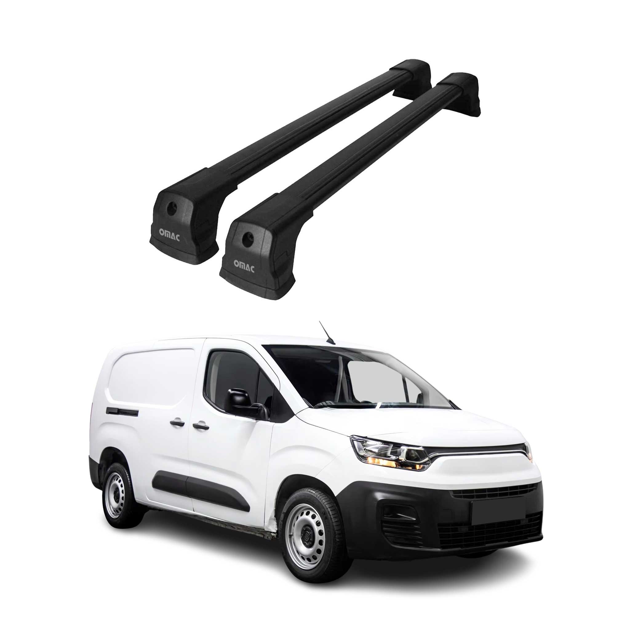 Barres de toit transversales pour Fiat Doblo III 2022-2026 Aluminium Noir 2Pcs