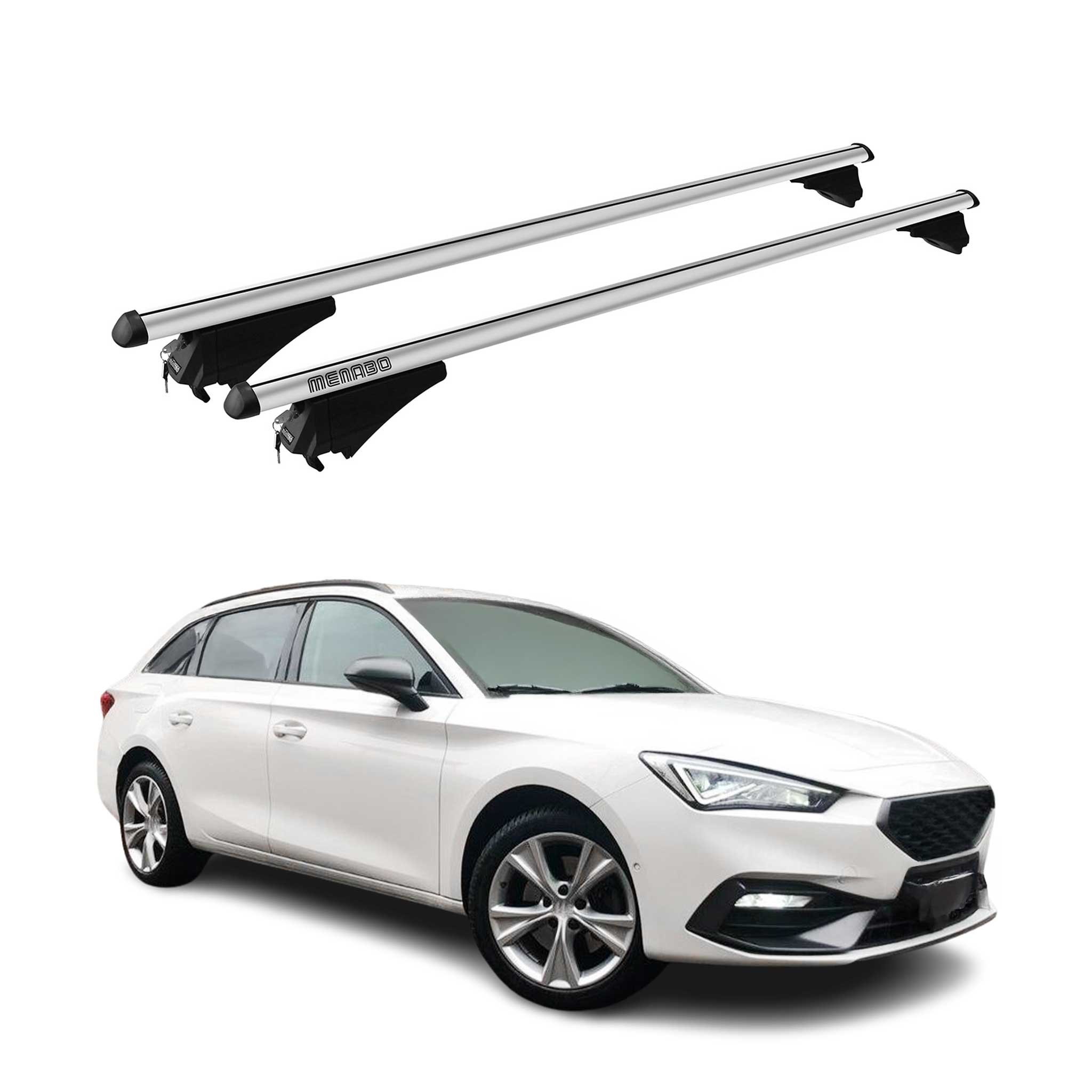 Tiger Barres de toit transversales pour Seat Leon IV 2020-2026 Aluminium Gris 2x